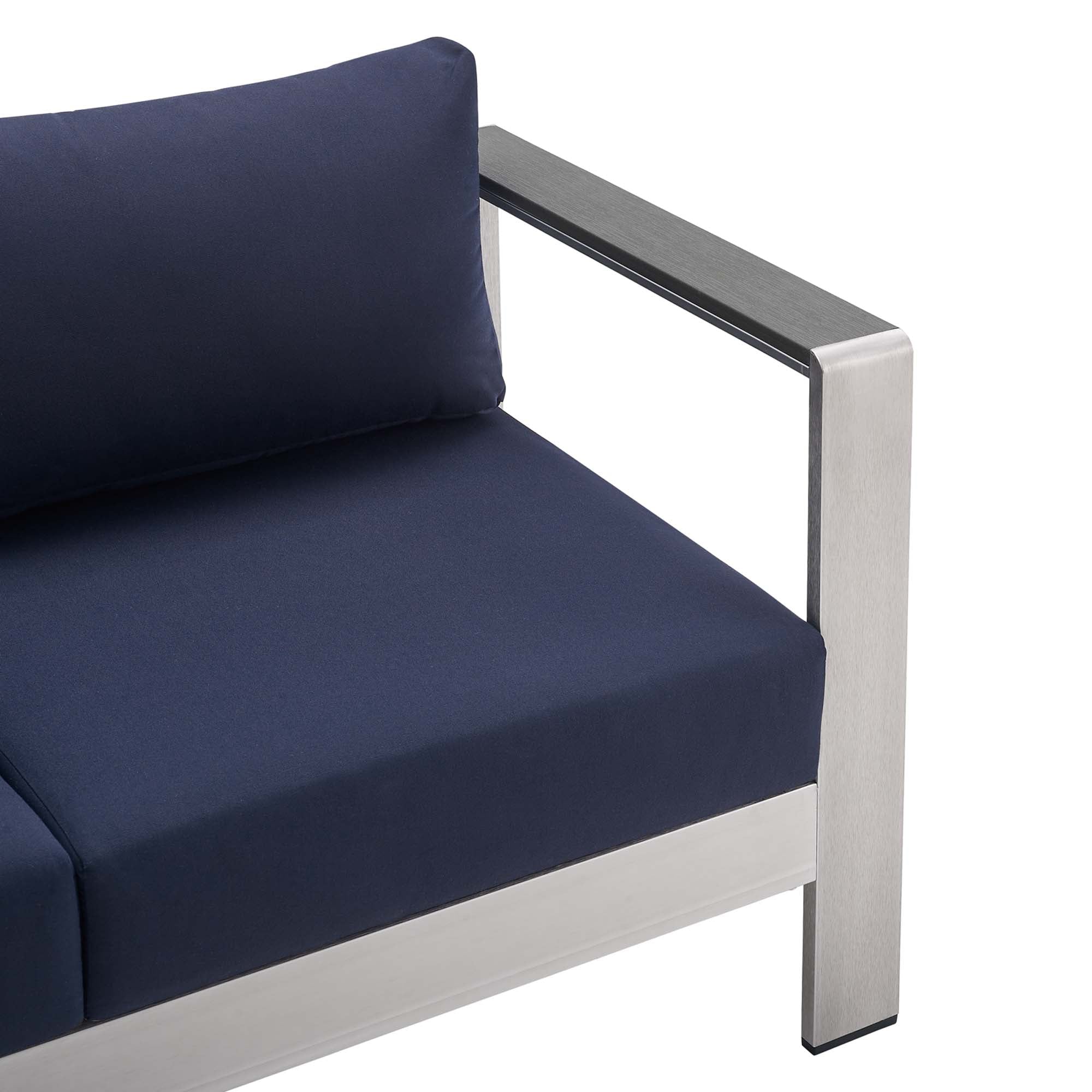 Shore Sunbrella Fabric Aluminum Outdoor Patio Loveseat by Modway - Image 5