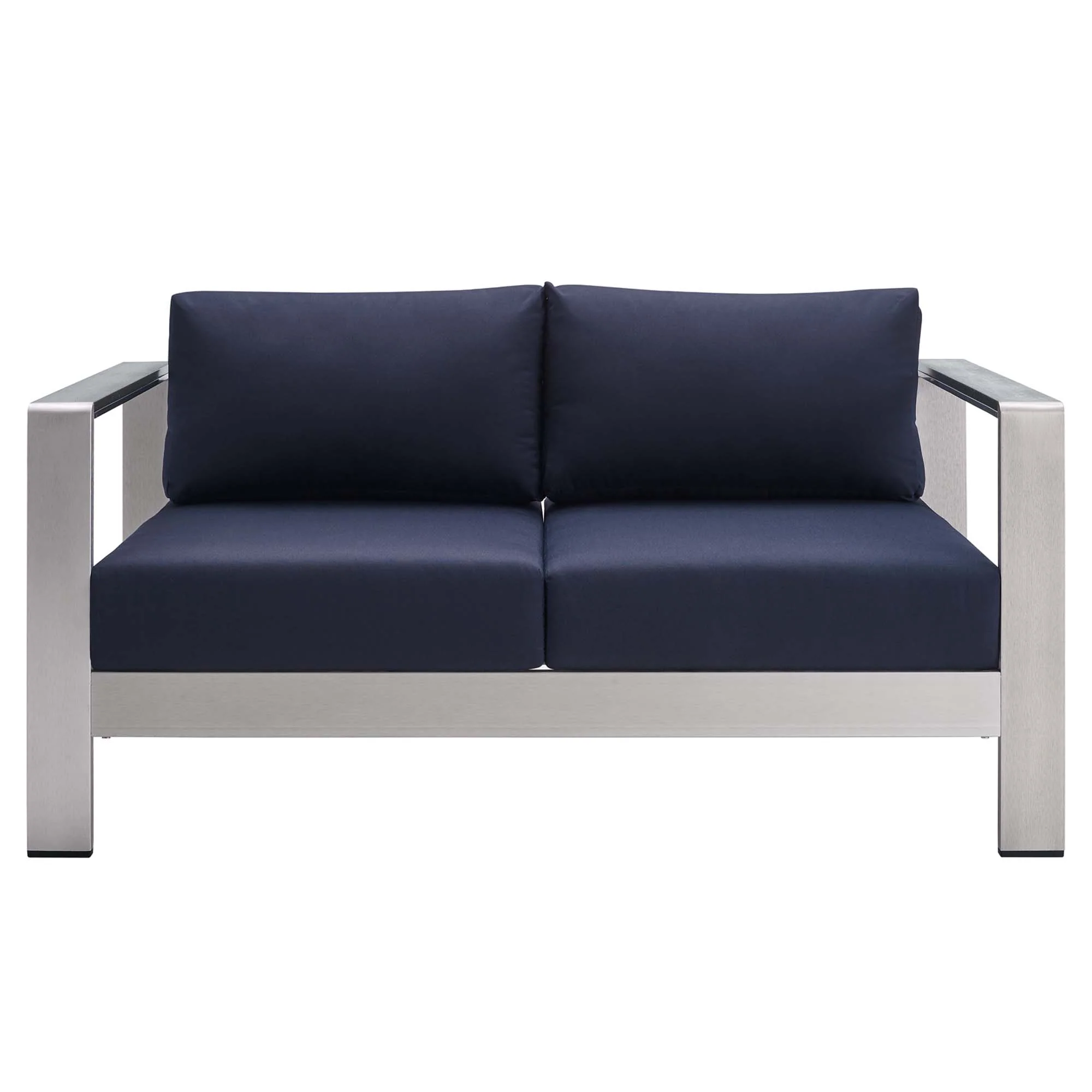 Shore Sunbrella Fabric Aluminum Outdoor Patio Loveseat by Modway - Image 6
