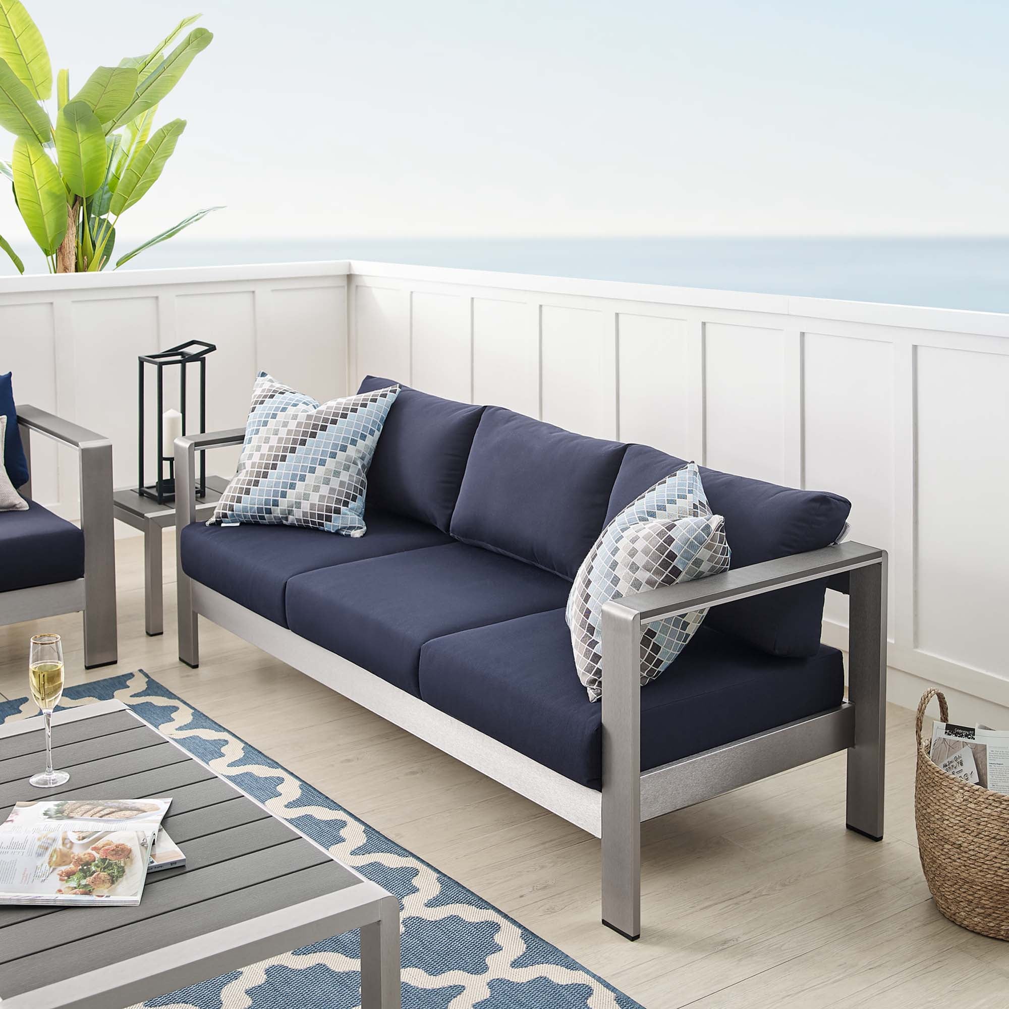 Shore Sunbrella Fabric Aluminum Outdoor Patio Sofa by Modway - Image 6