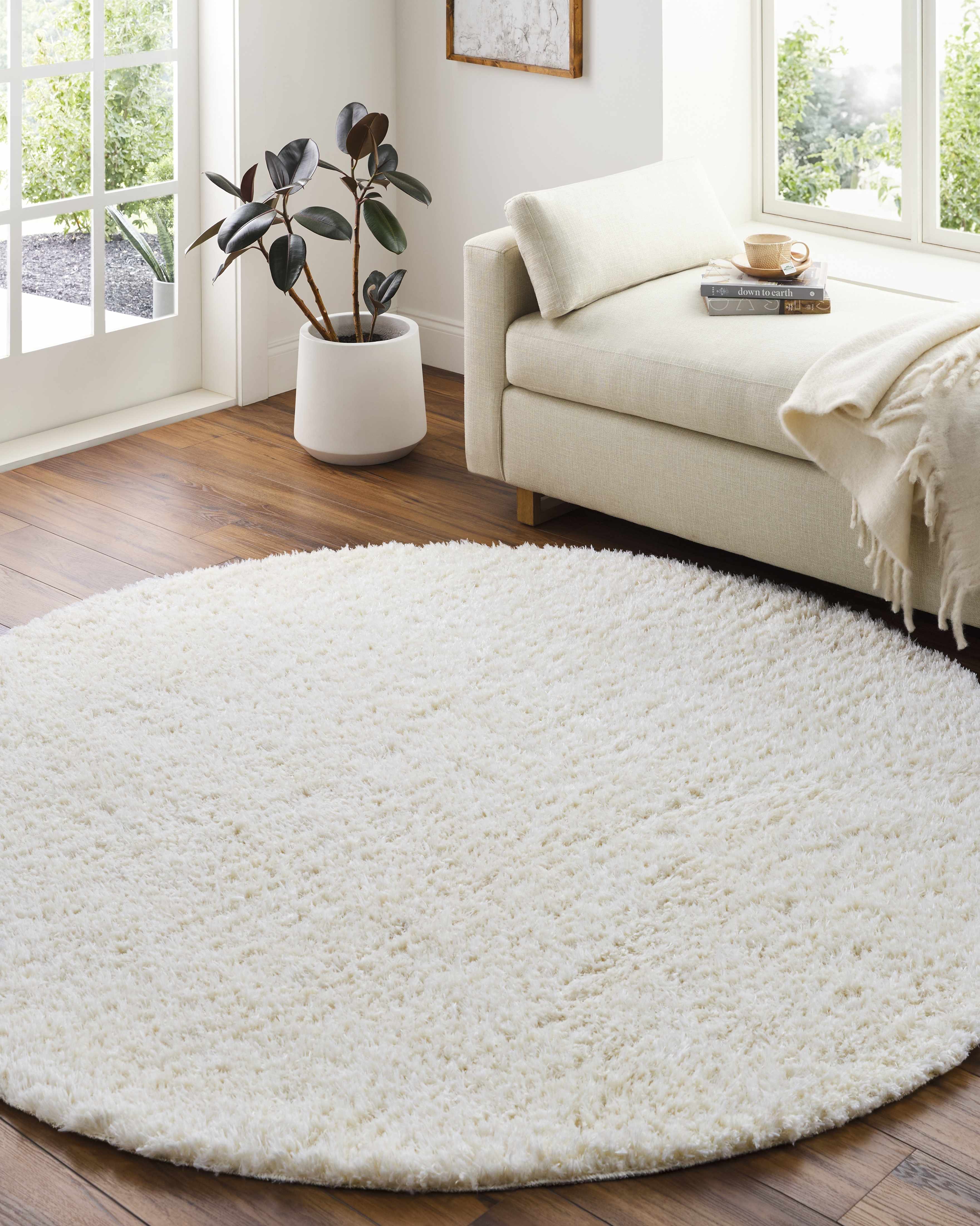 Siari Solid Cream Plush Rug - Image 12