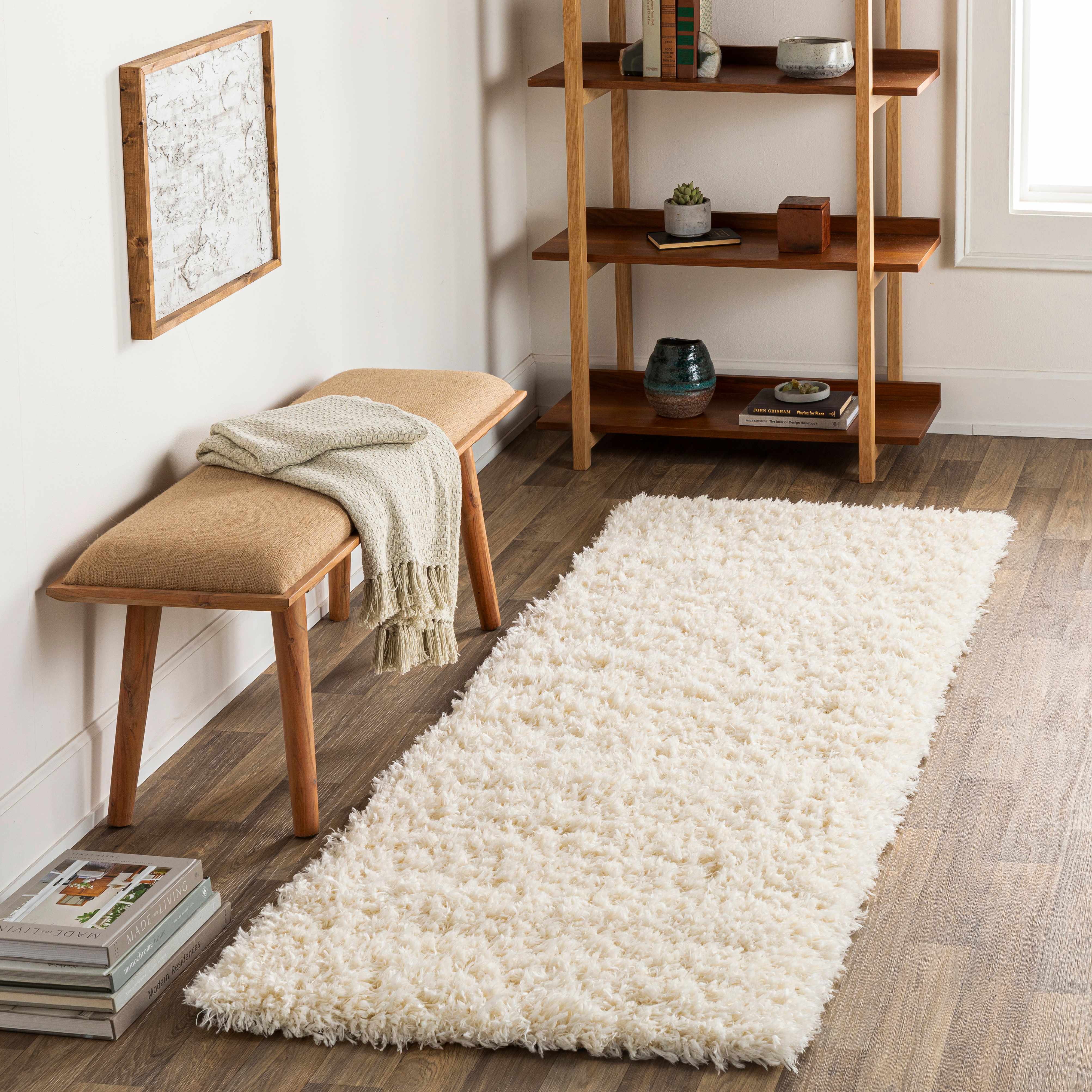 Siari Solid Cream Plush Rug - Image 5