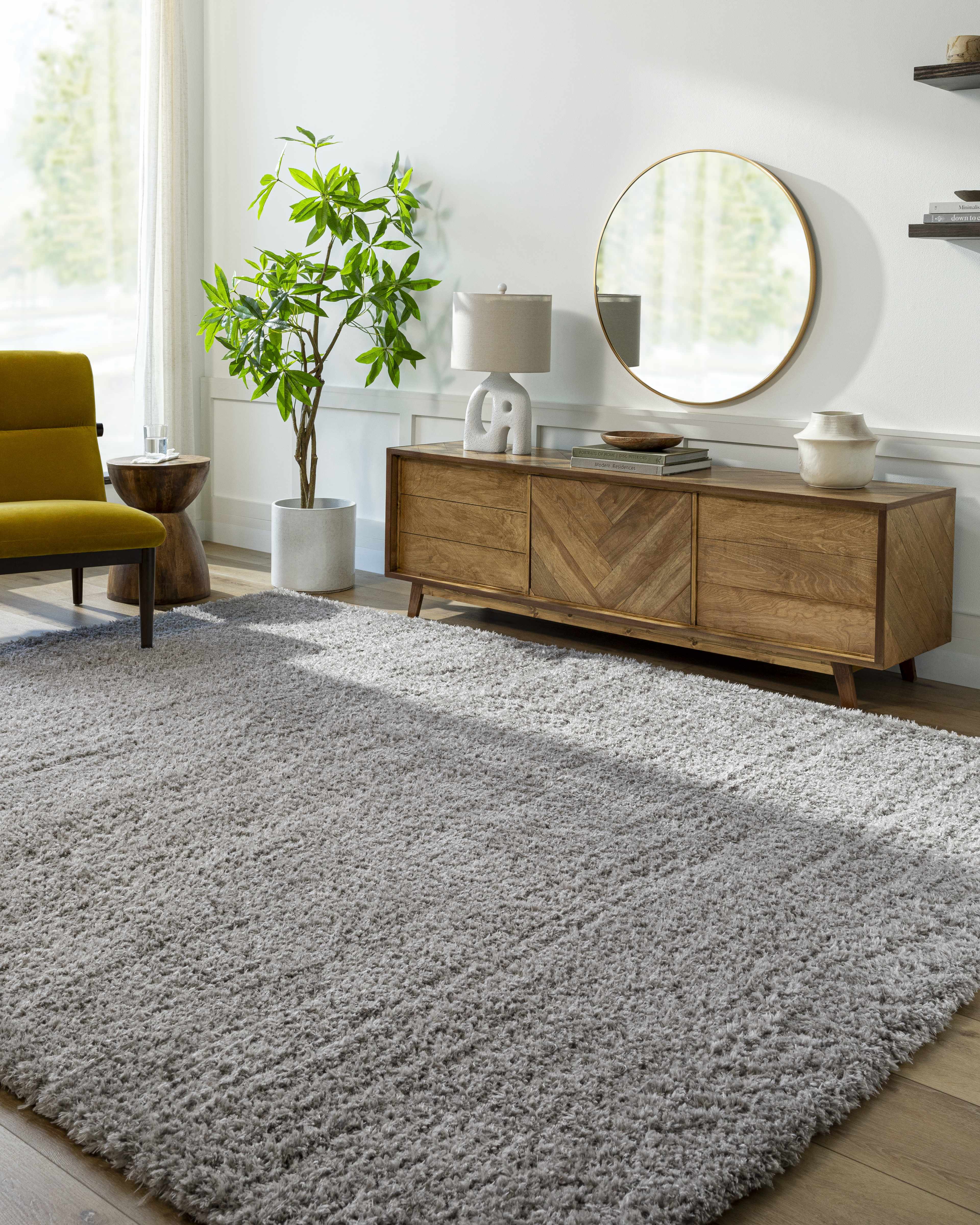 Siari Solid Medium Gray Shag Rug - Image 10