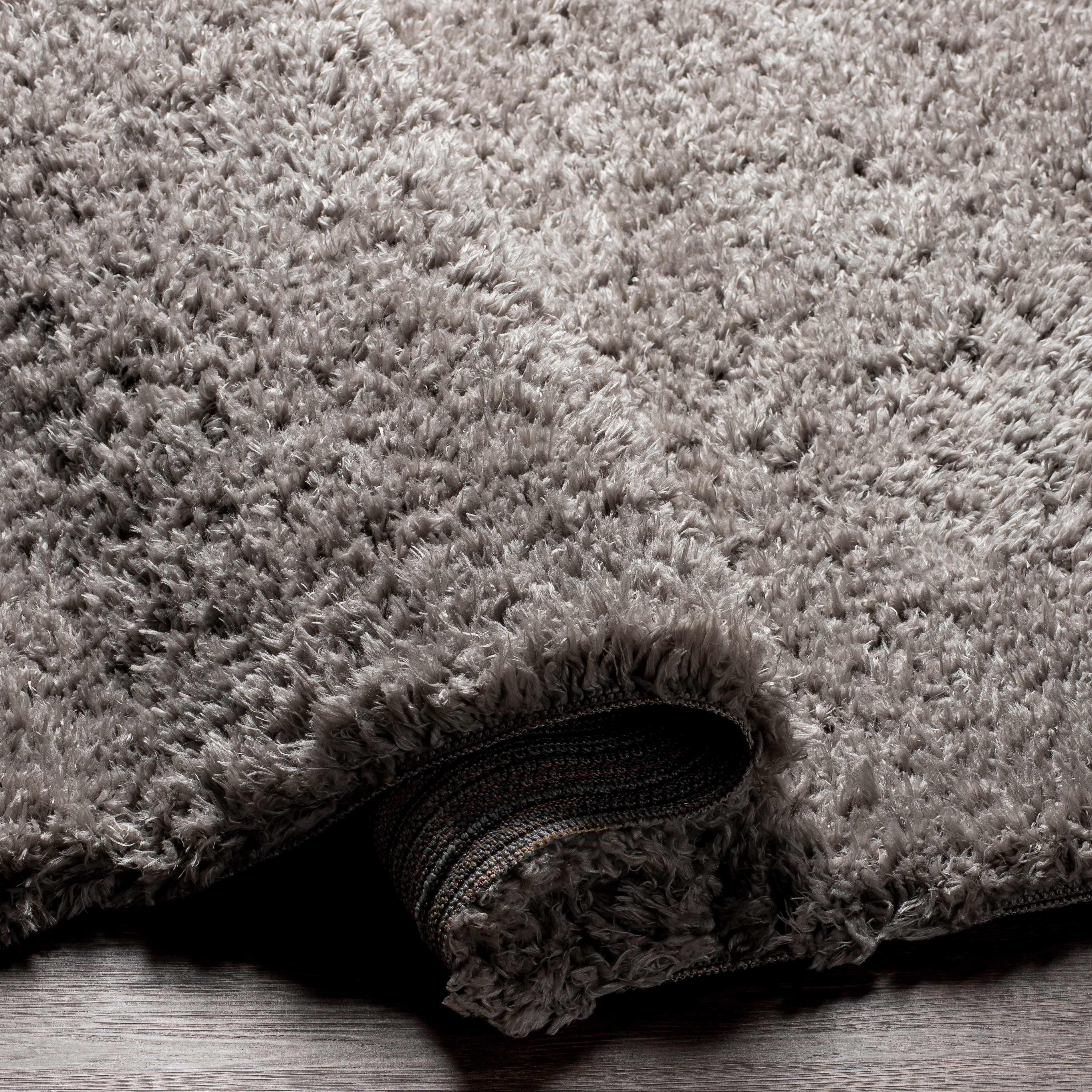 Siari Solid Medium Gray Shag Rug - Image 6