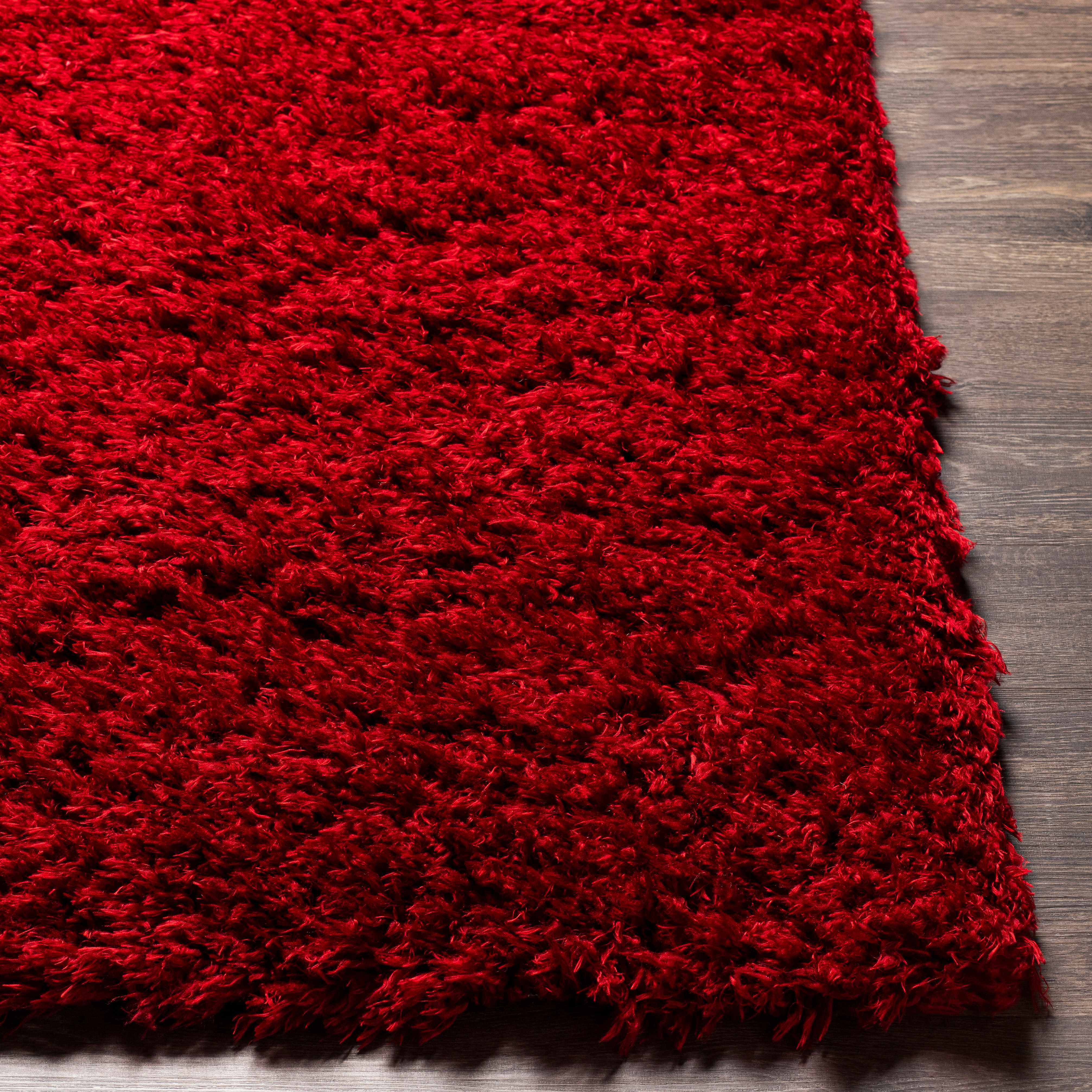 Siari Solid Red Shag Area Rug - Clearance - Image 5
