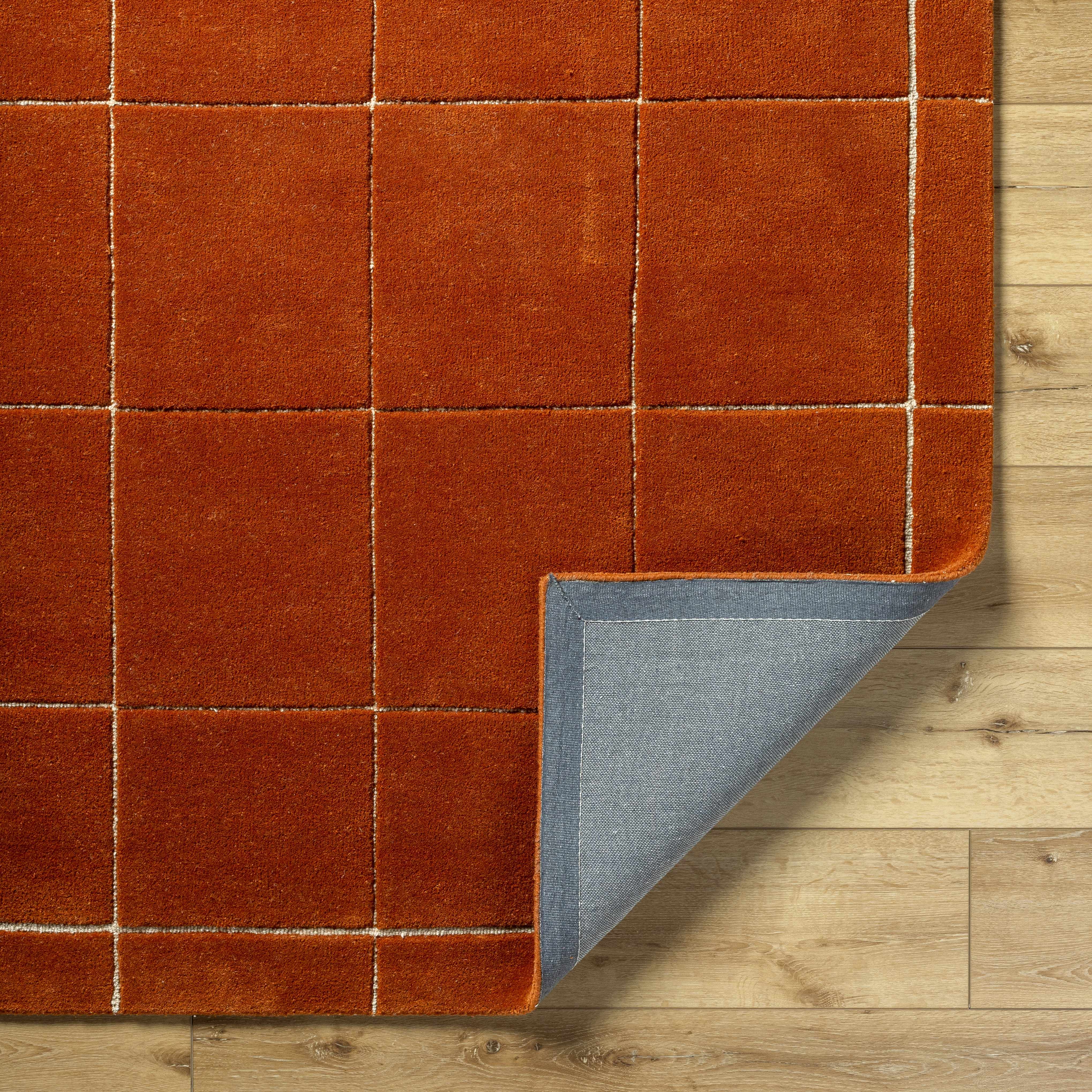 Siarl Burnt Orange Checkered Area Rug - Image 5