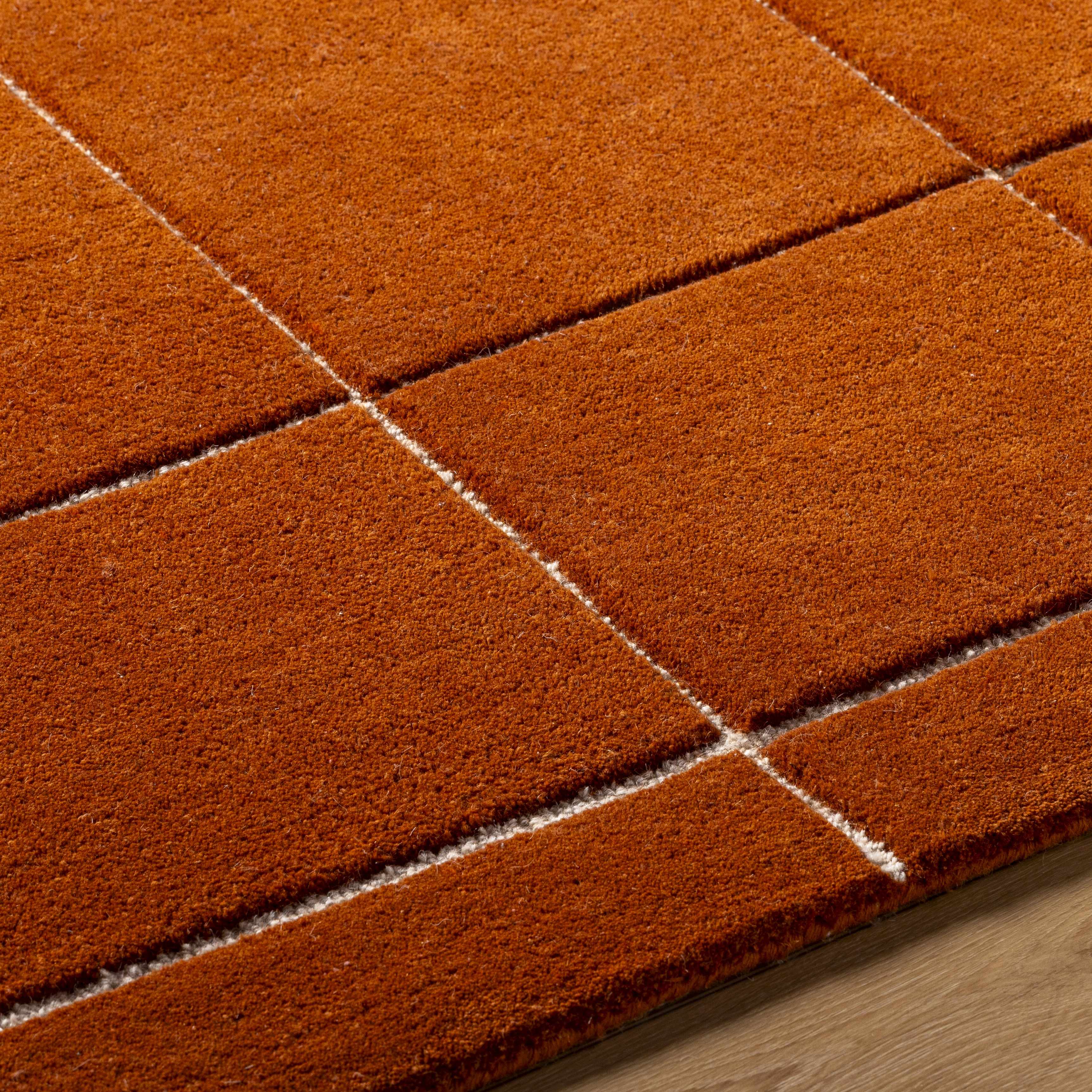 Siarl Burnt Orange Checkered Area Rug - Image 6