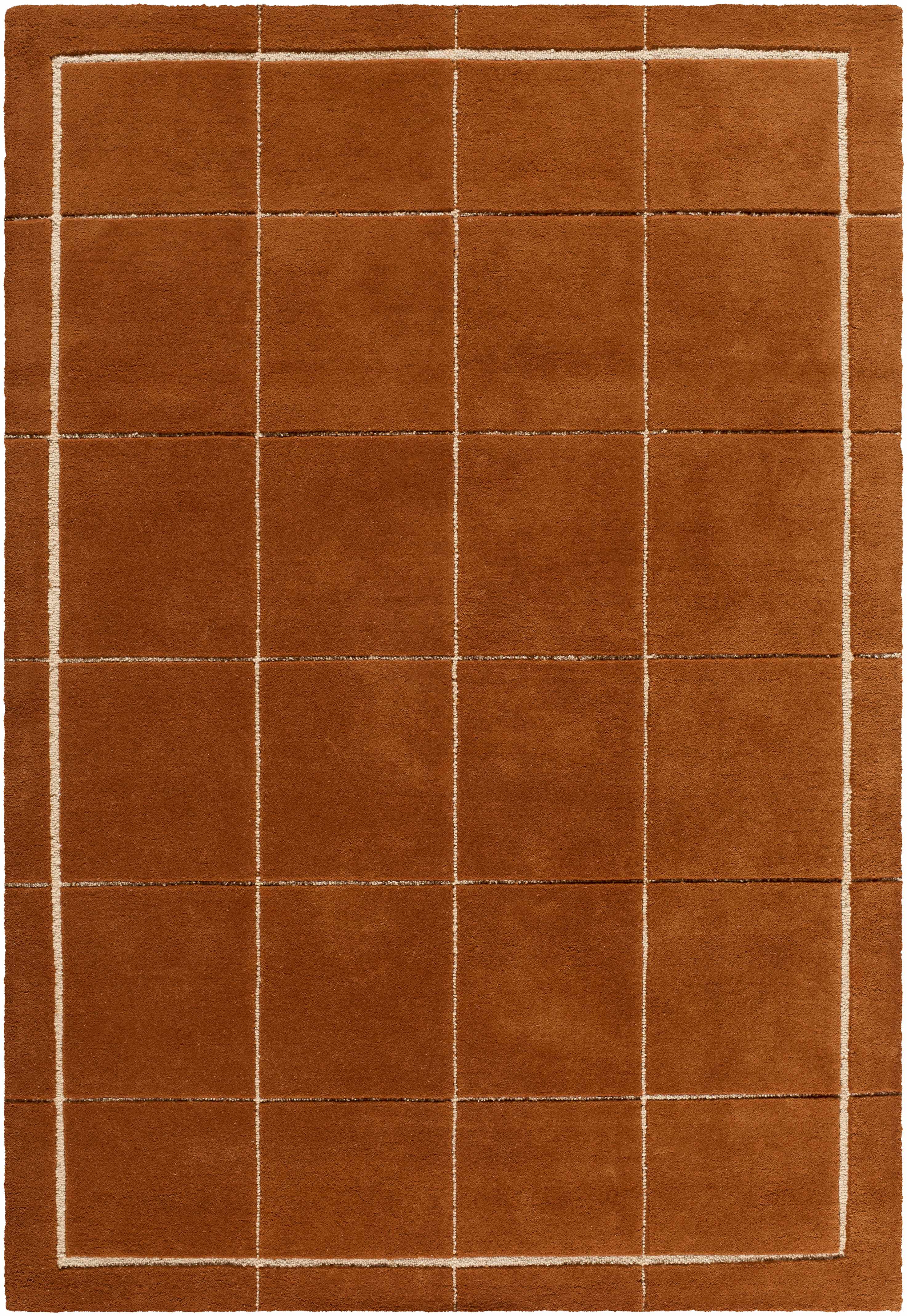 Siarl Burnt Orange Checkered Area Rug - Image 8