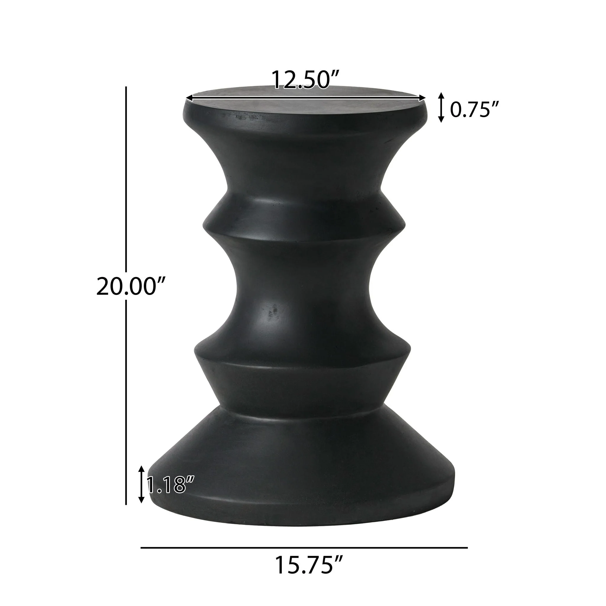 Side Table Modern Concrete Accent Piece - Black - Image 4