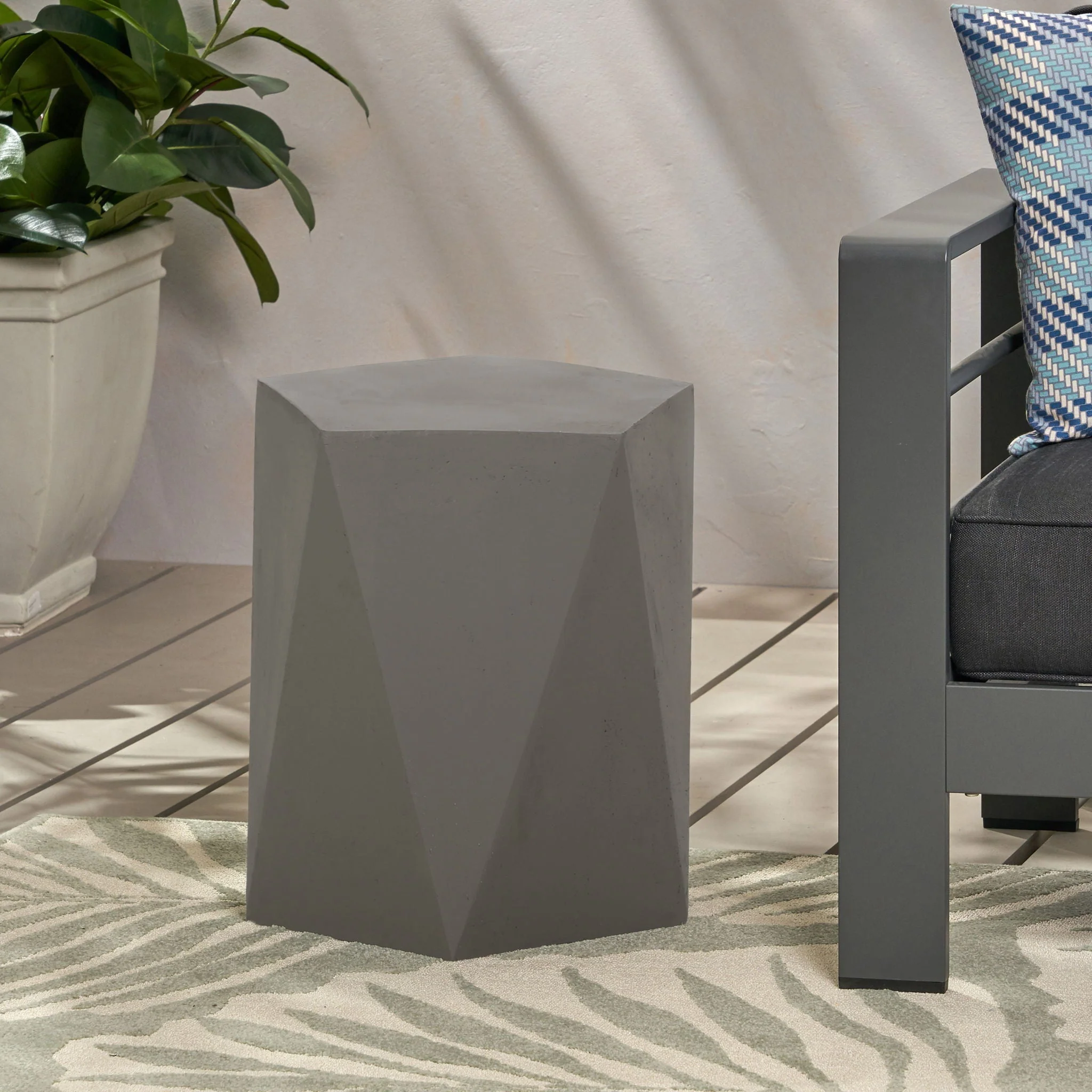 Side Table With Geometric Design - Image 3