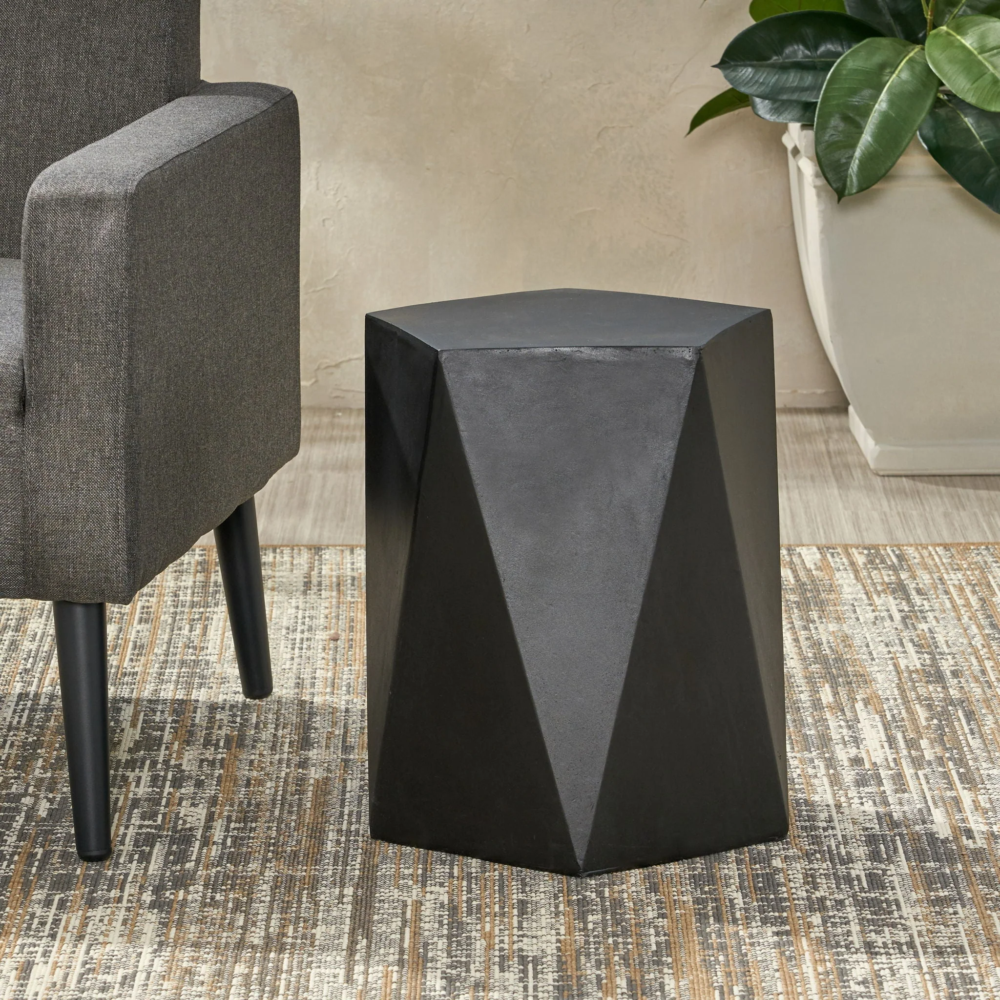 Side Table With Geometric Design - Image 4