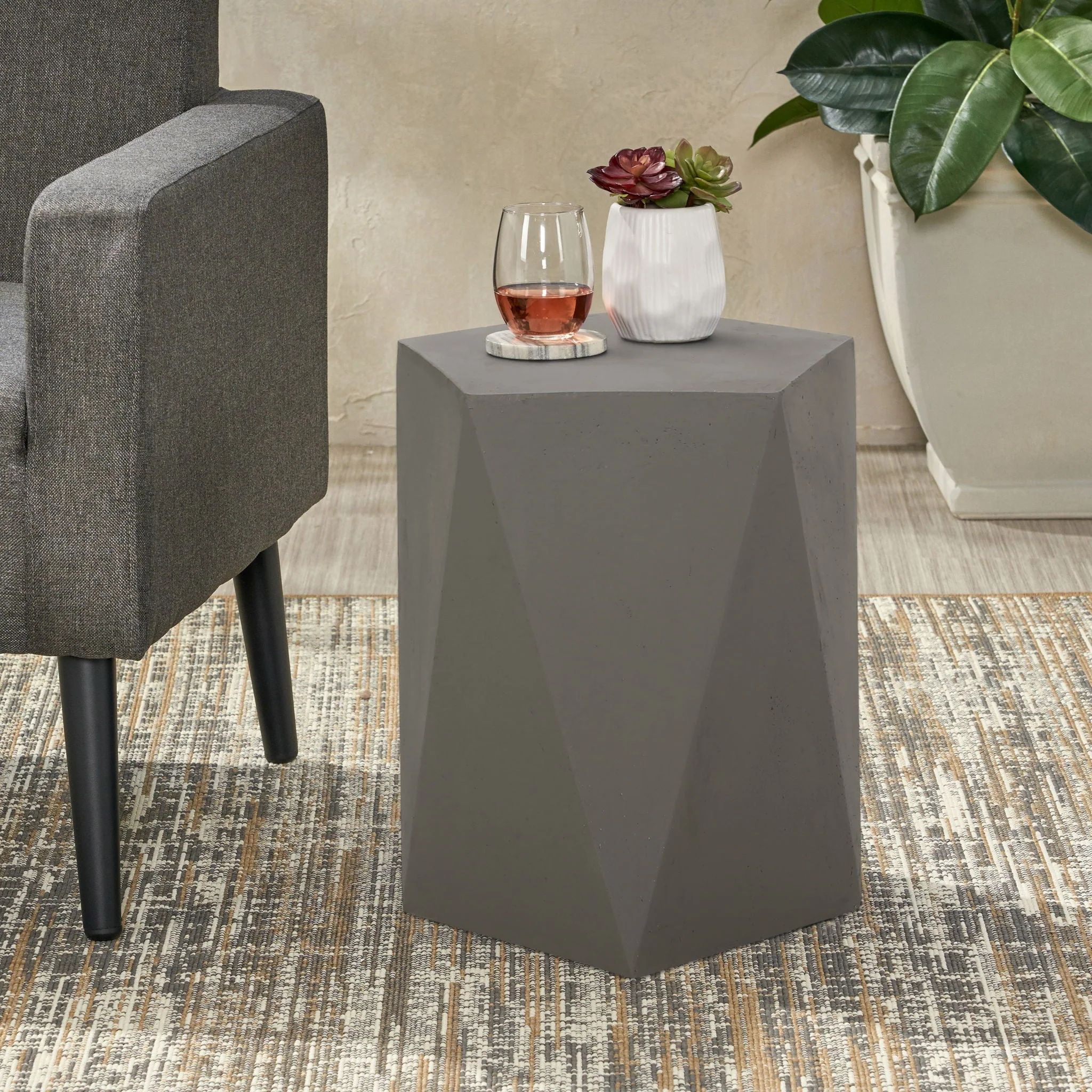 Side Table With Geometric Design - Image 7