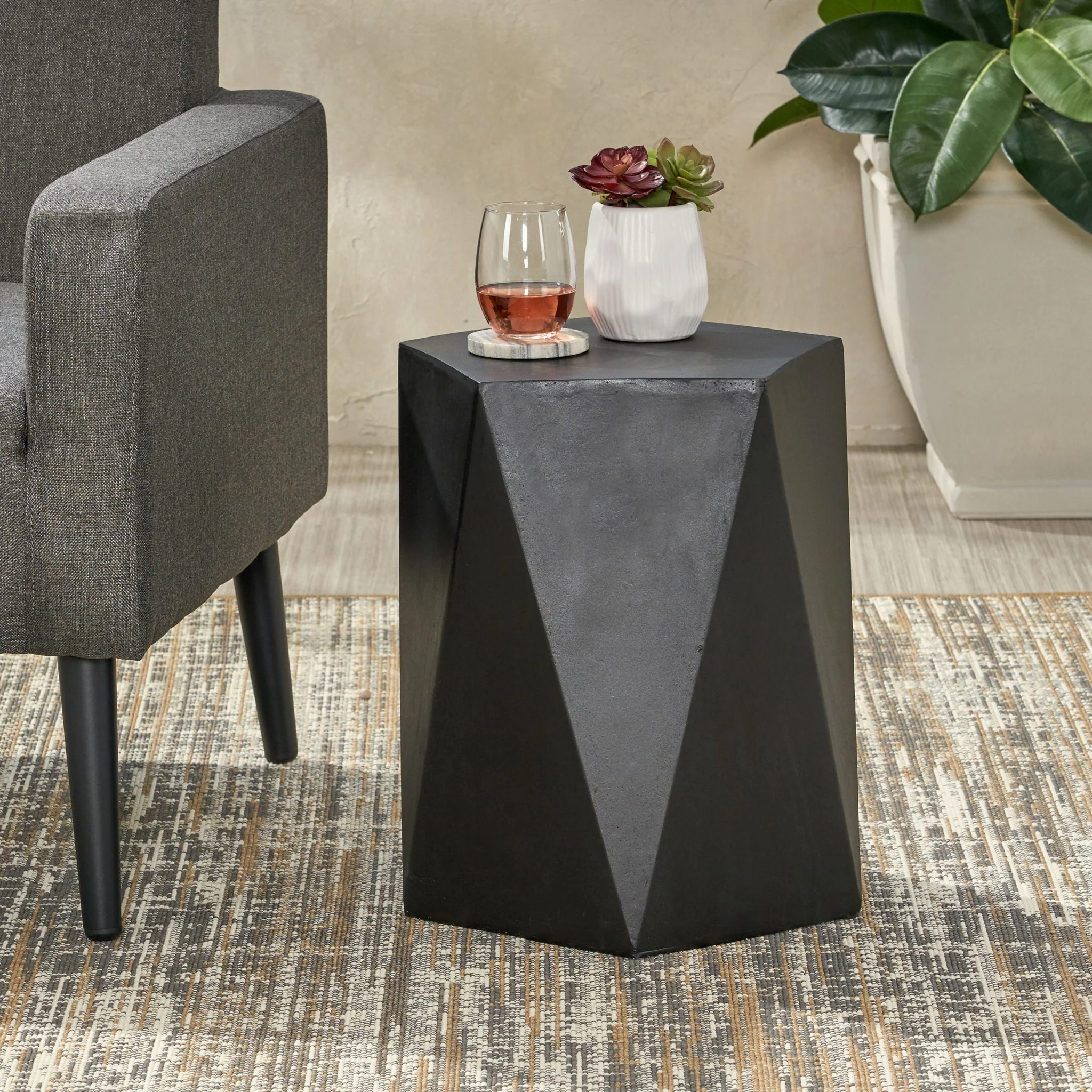 Side Table With Geometric Design - Image 8