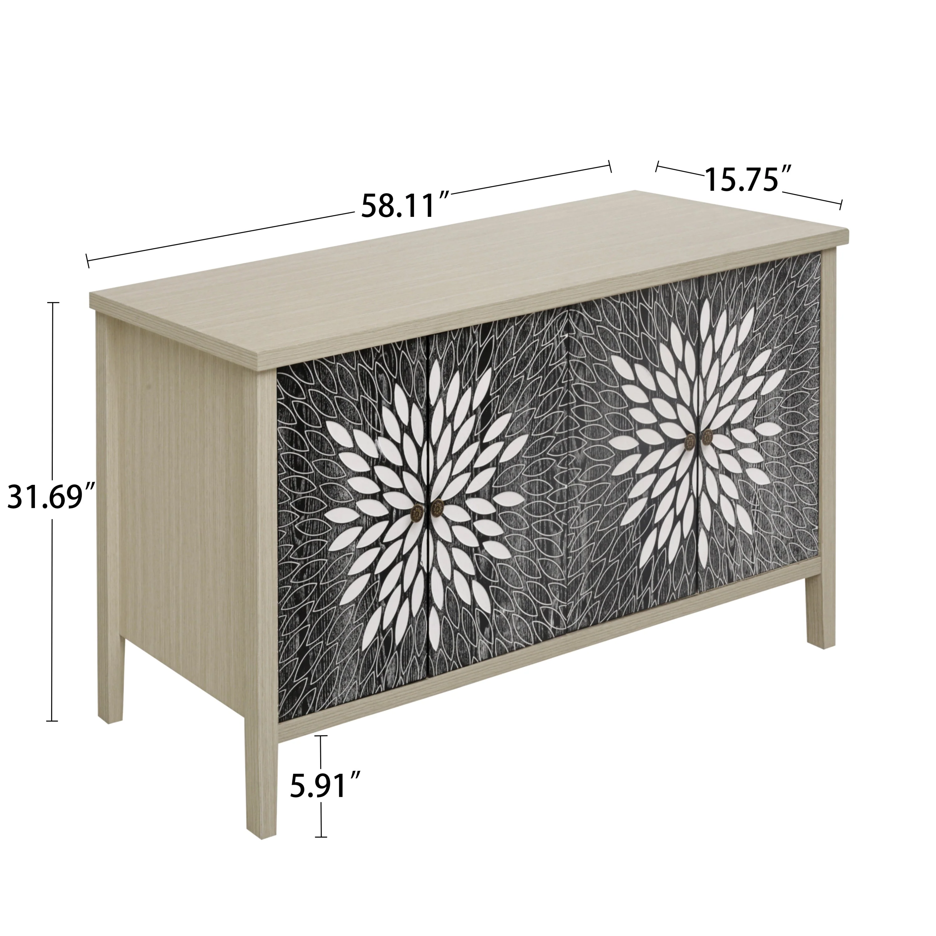 Sideboard Buffet Cabinet with 4 Doors and Adjustable Shelves - Image 3