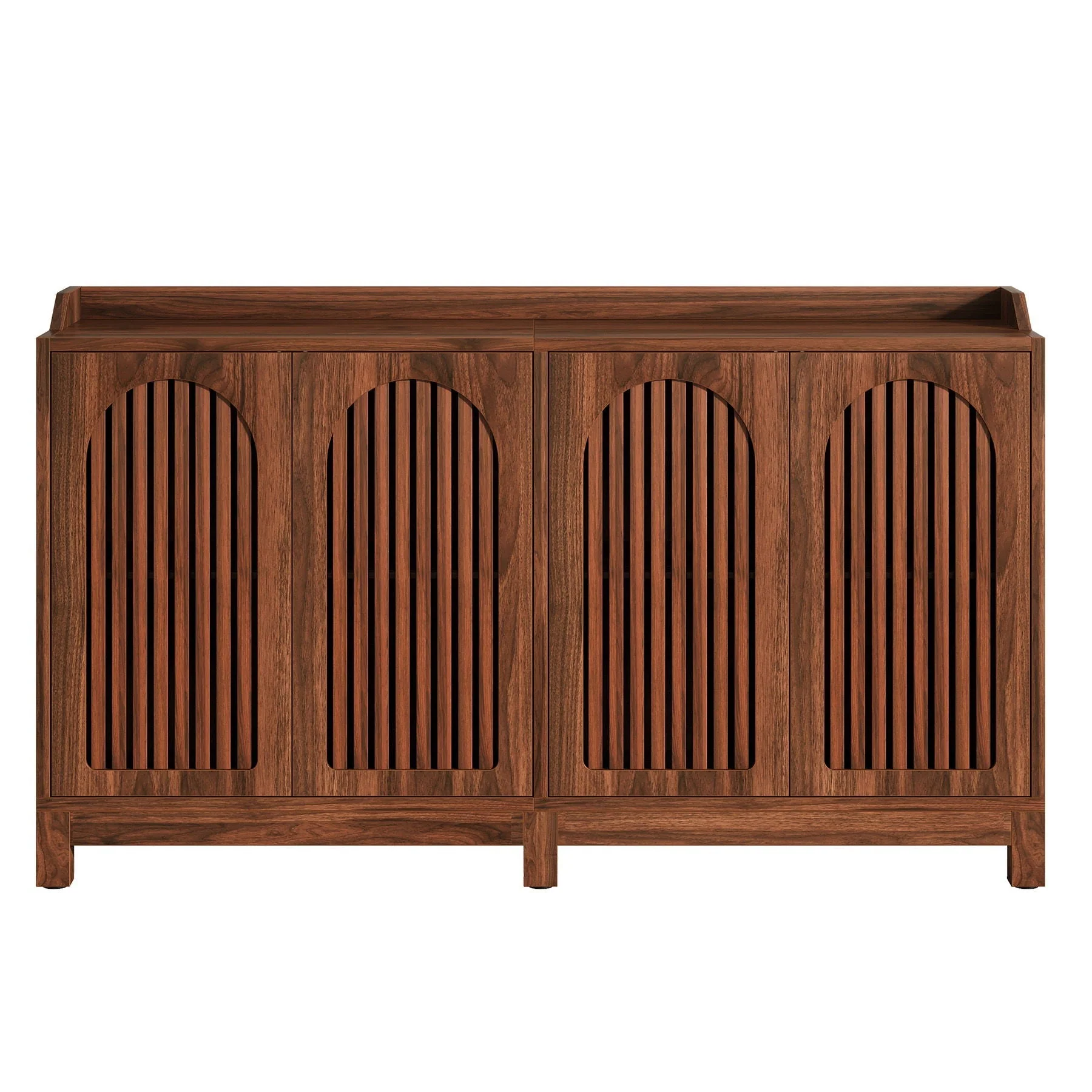 Sideboard Buffet Cabinet With 4 Doors & Shelves - Brown Credenza Table for Dining Room - Image 3