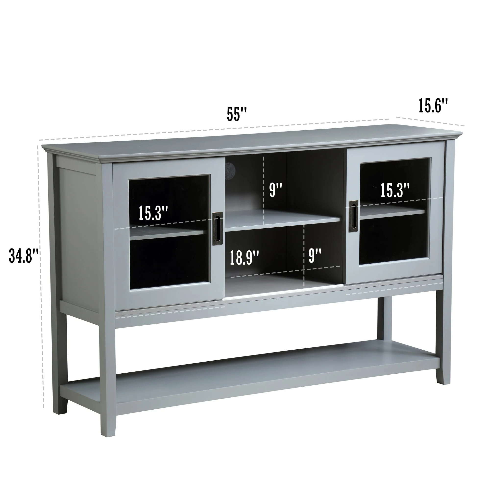 Sideboard Buffet Table with Doors Grey - Image 4