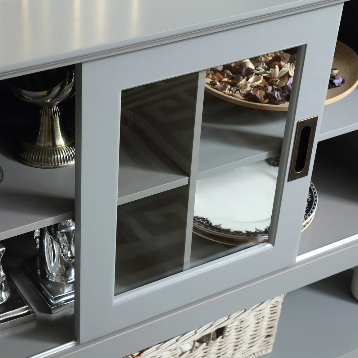 Sideboard Buffet Table with Doors Grey - Image 8