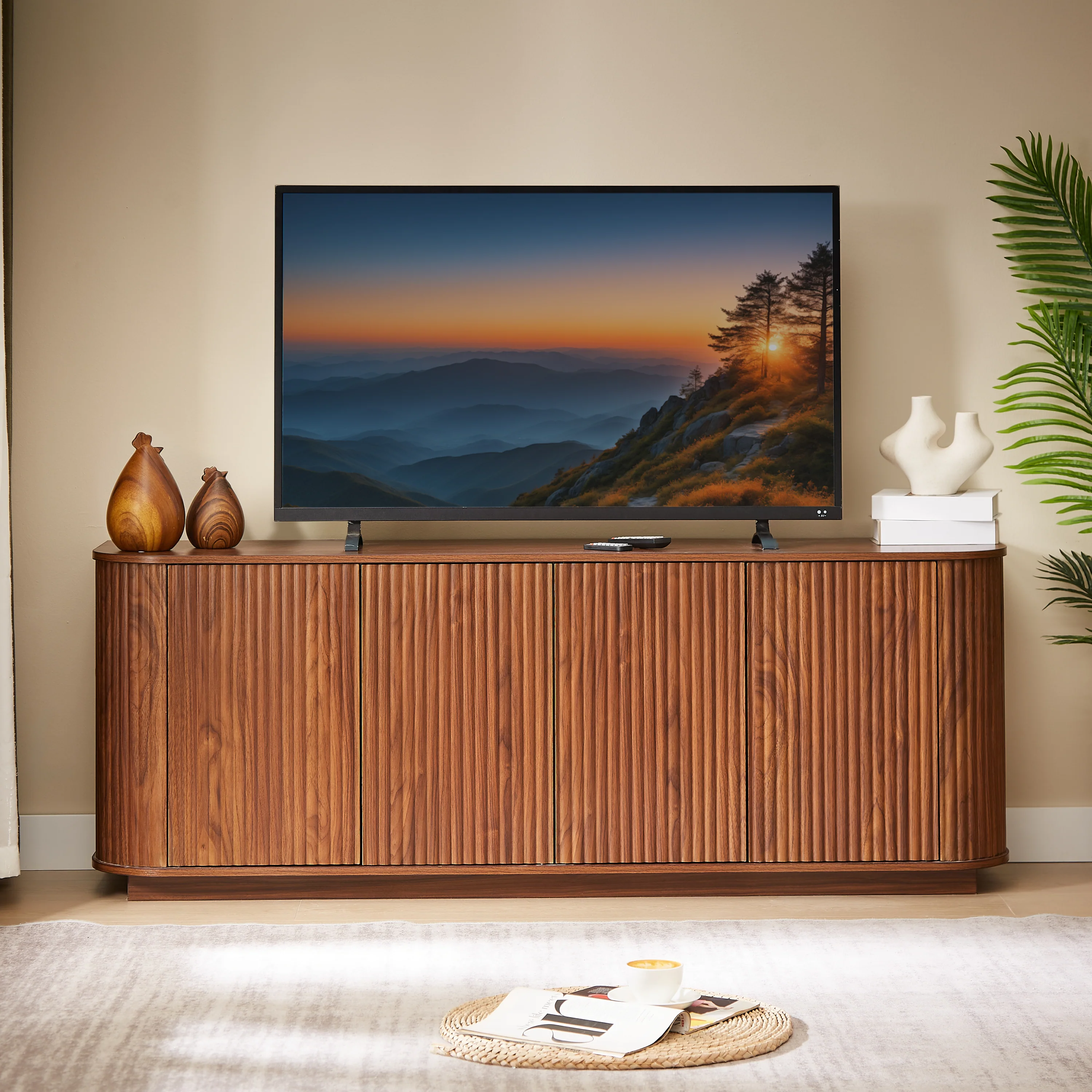 Sideboard Storage Cabinet TV Stand with Wave Pattern - Image 2