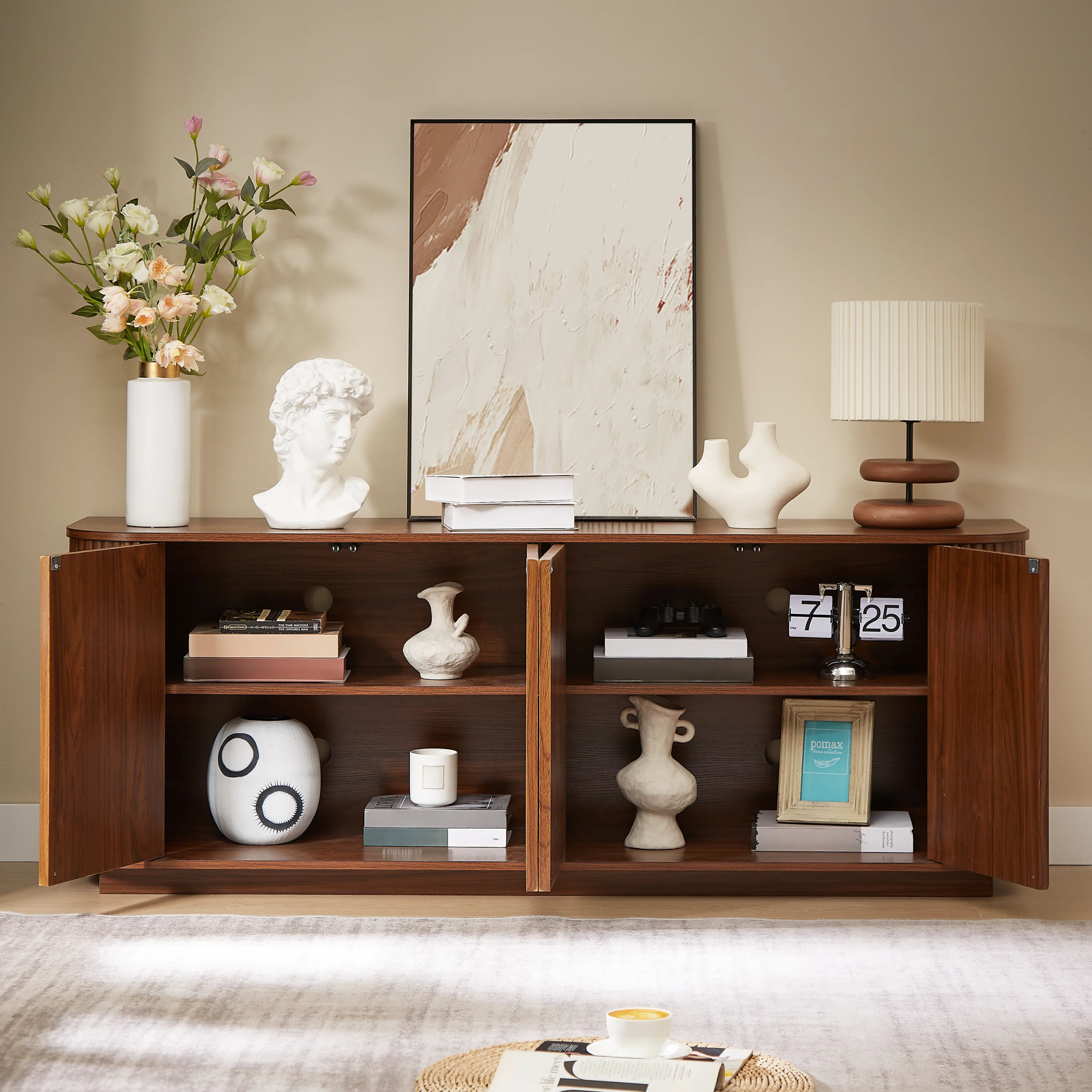Sideboard Storage Cabinet TV Stand with Wave Pattern - Image 3