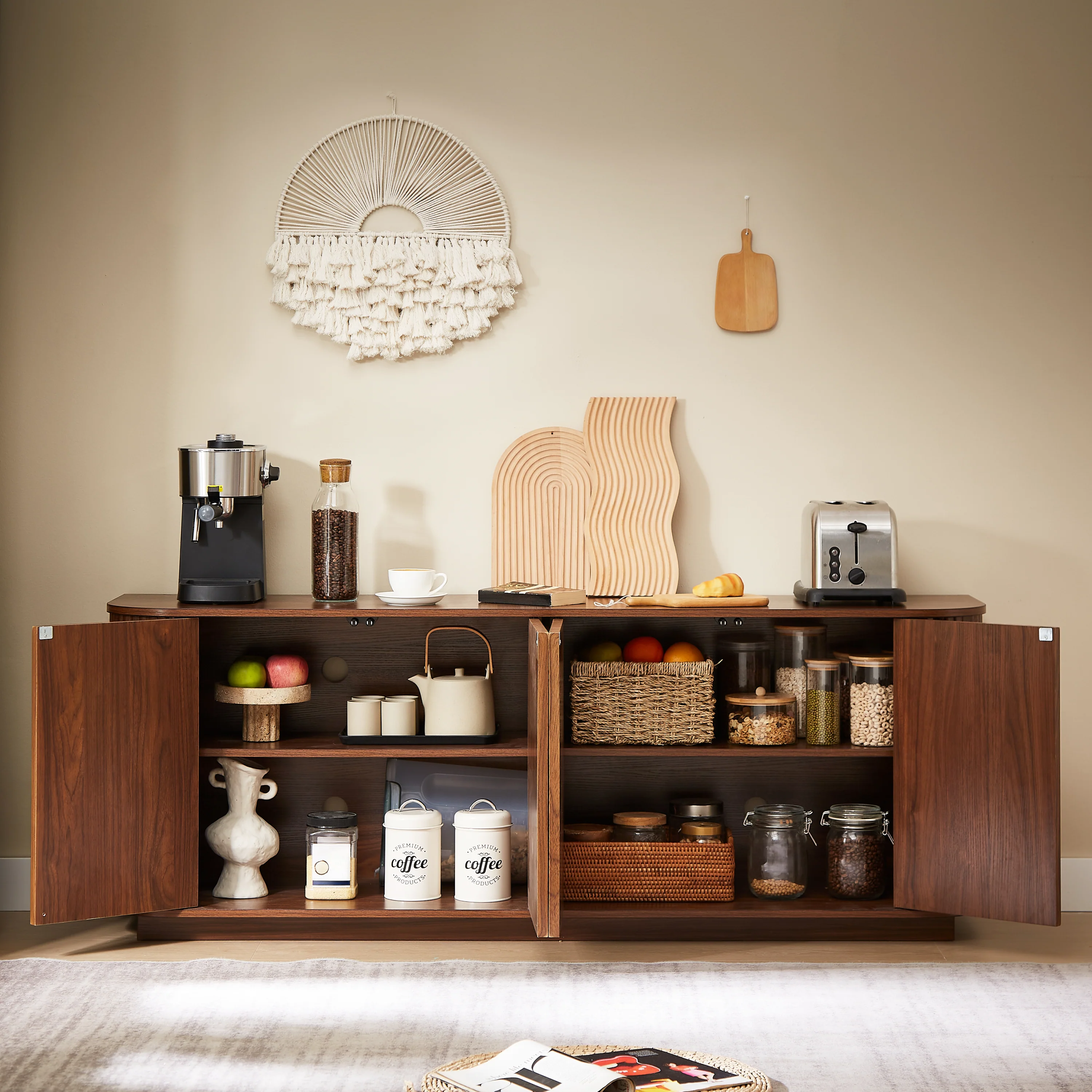 Sideboard Storage Cabinet TV Stand with Wave Pattern - Image 4