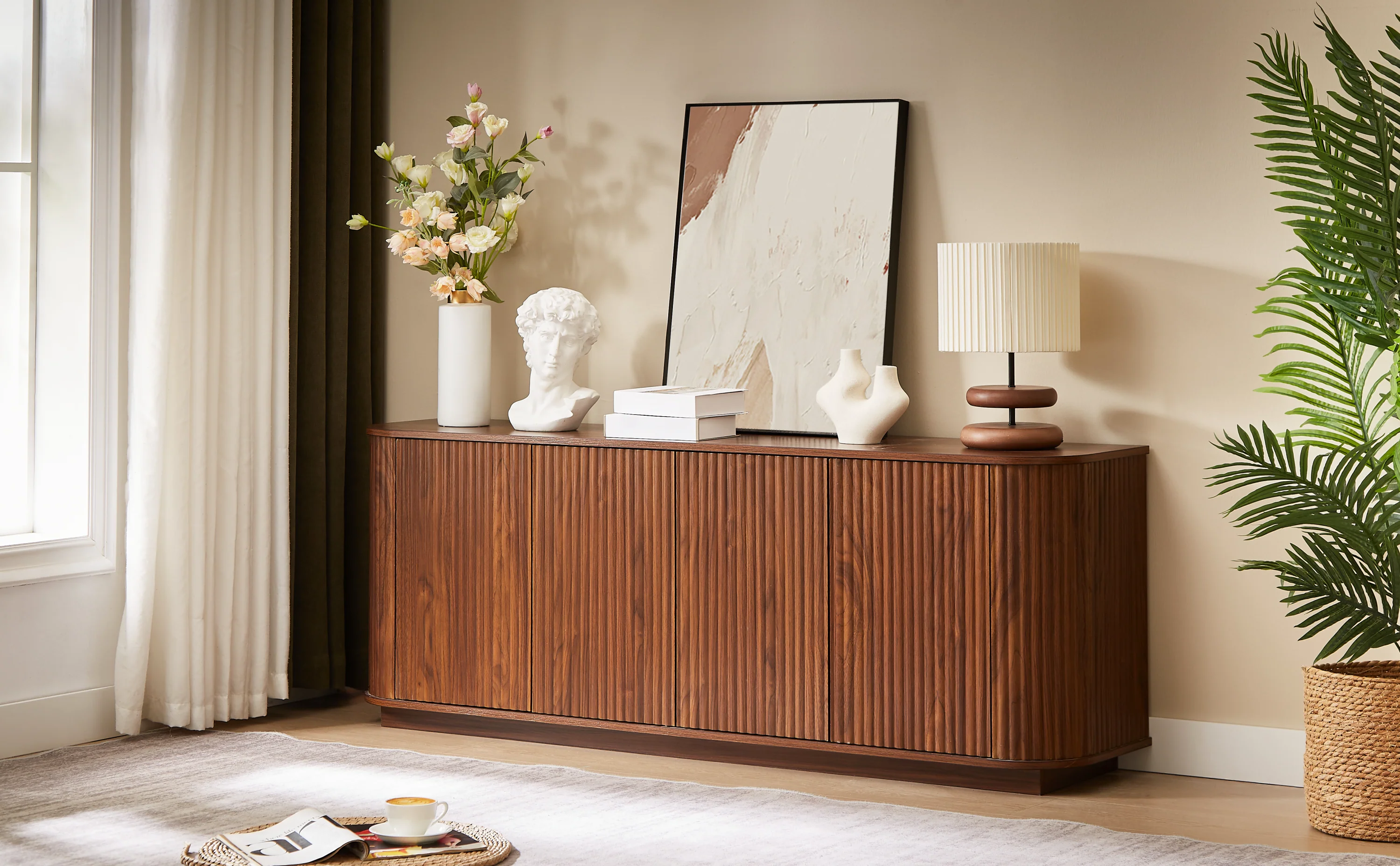 Sideboard Storage Cabinet TV Stand with Wave Pattern - Image 5