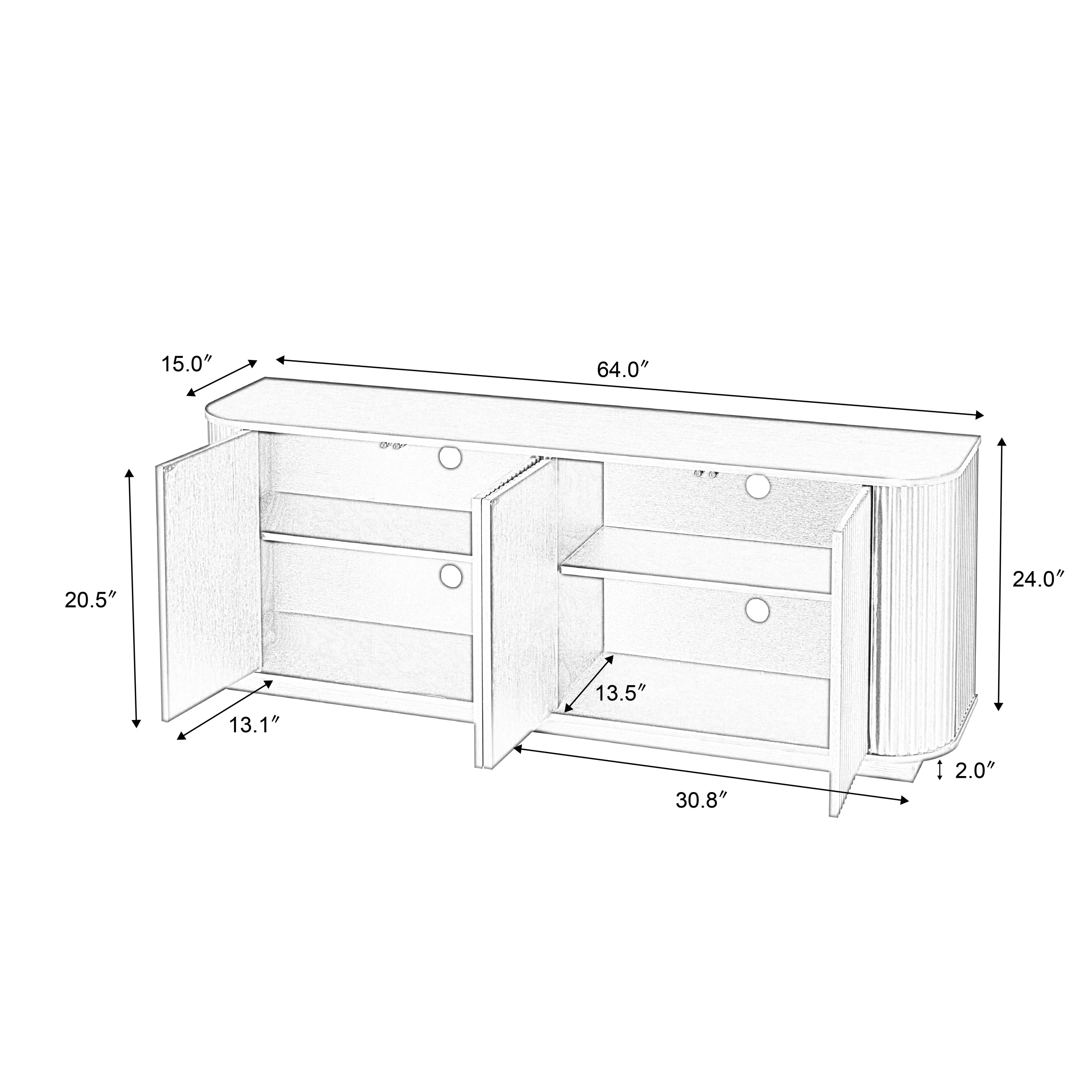 Sideboard Storage Cabinet TV Stand with Wave Pattern - Image 7