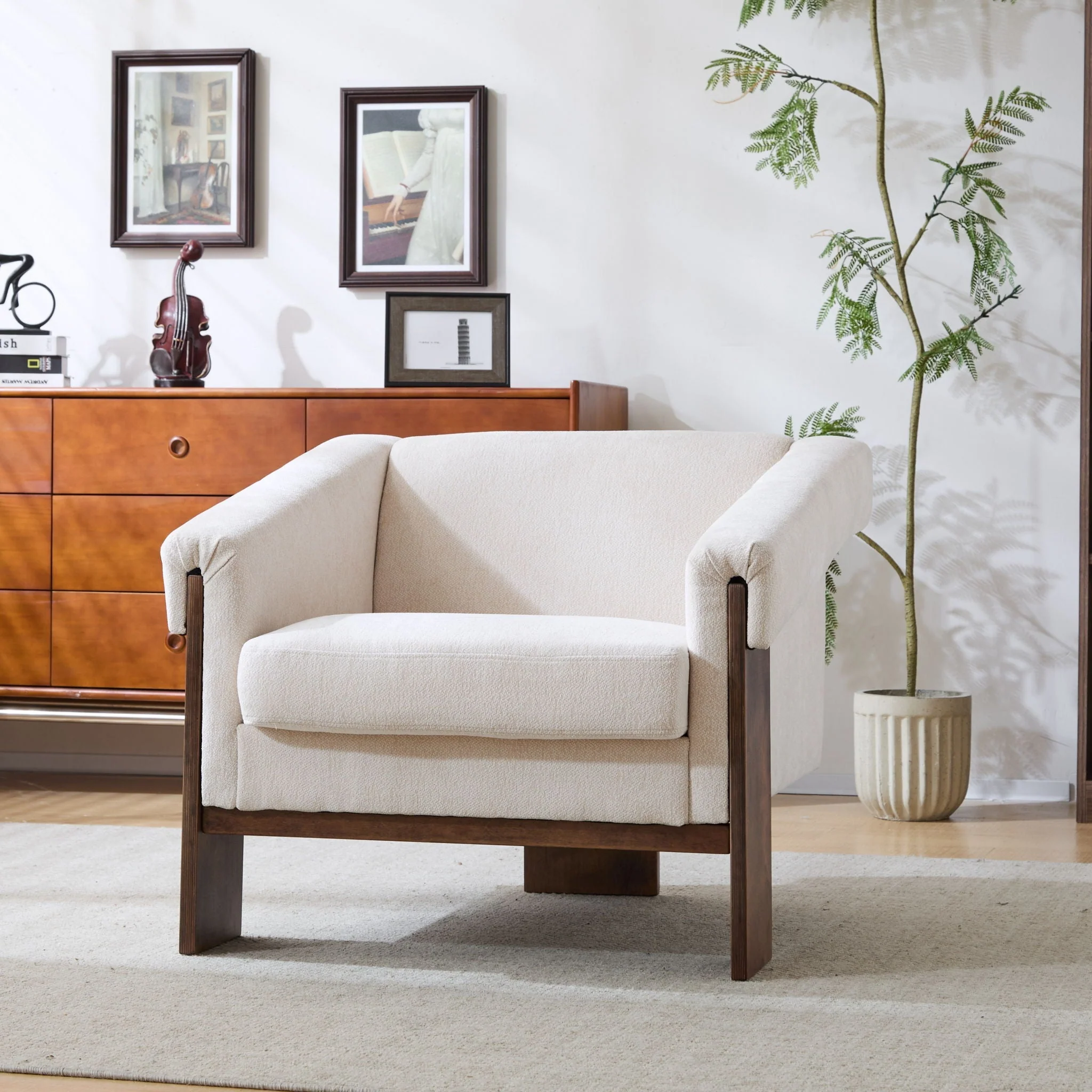 Sierra Vintage Modern Accent Chair With Deep Cushions And Wide Armrests - Image 3