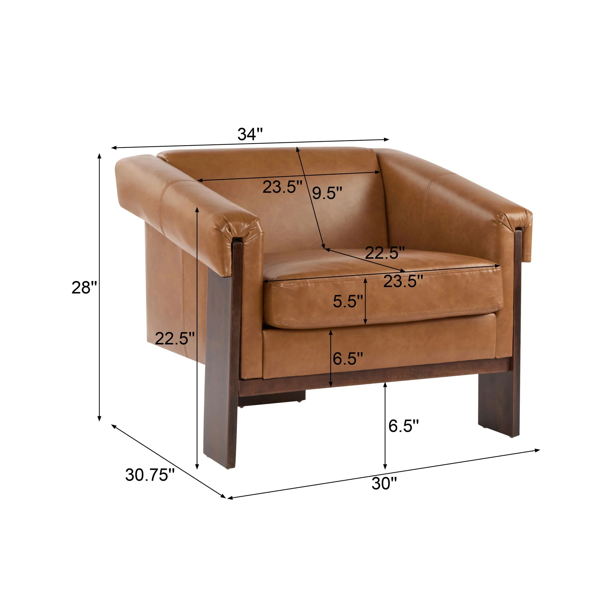 Sierra Vintage Modern Accent Chair With Deep Cushions And Wide Armrests - Image 6