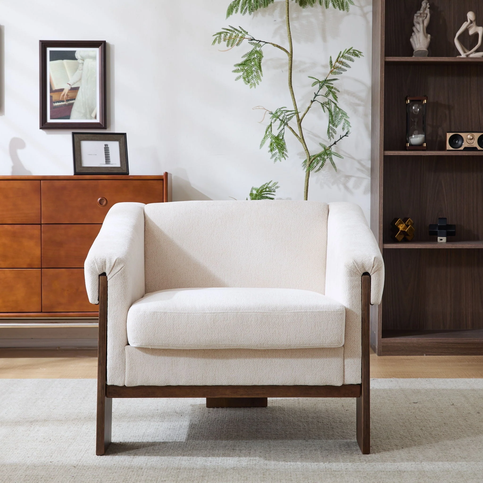 Sierra Vintage Modern Accent Chair With Deep Cushions And Wide Armrests - Image 7