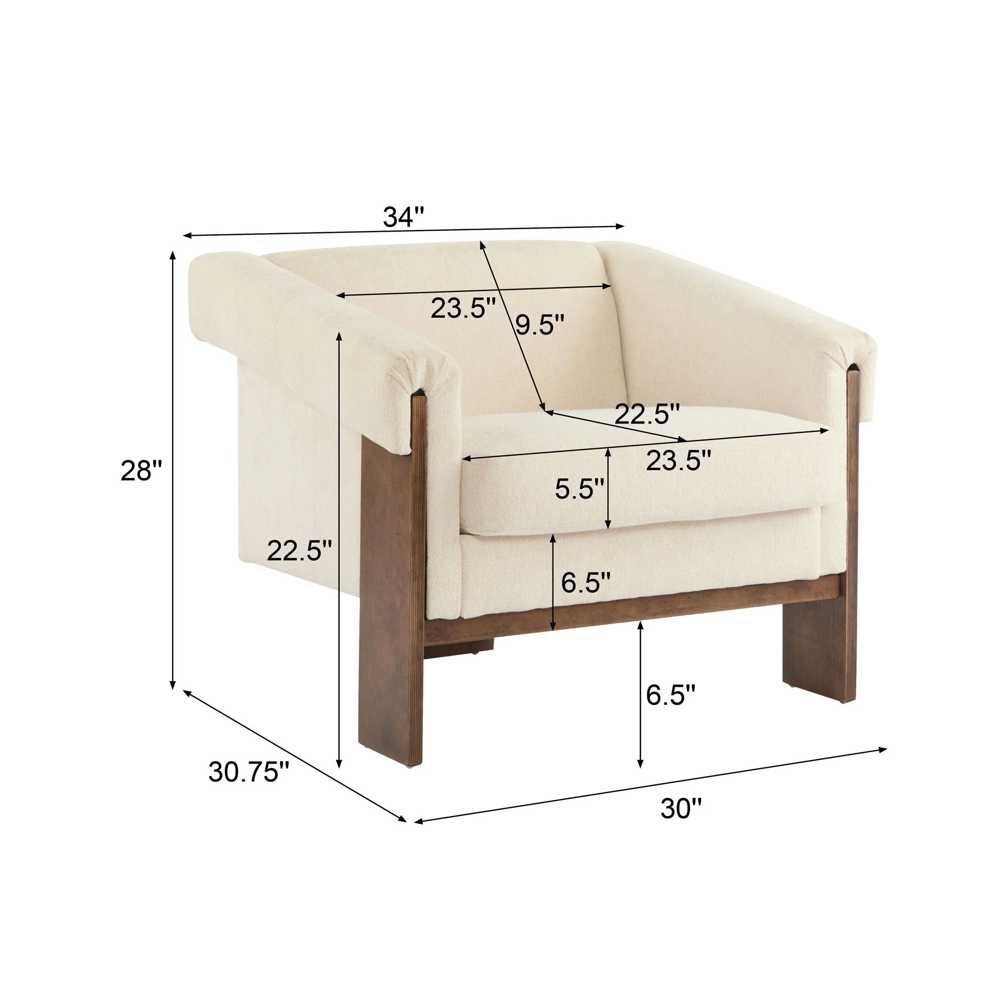 Sierra Vintage Modern Accent Chair With Deep Cushions And Wide Armrests - Image 8