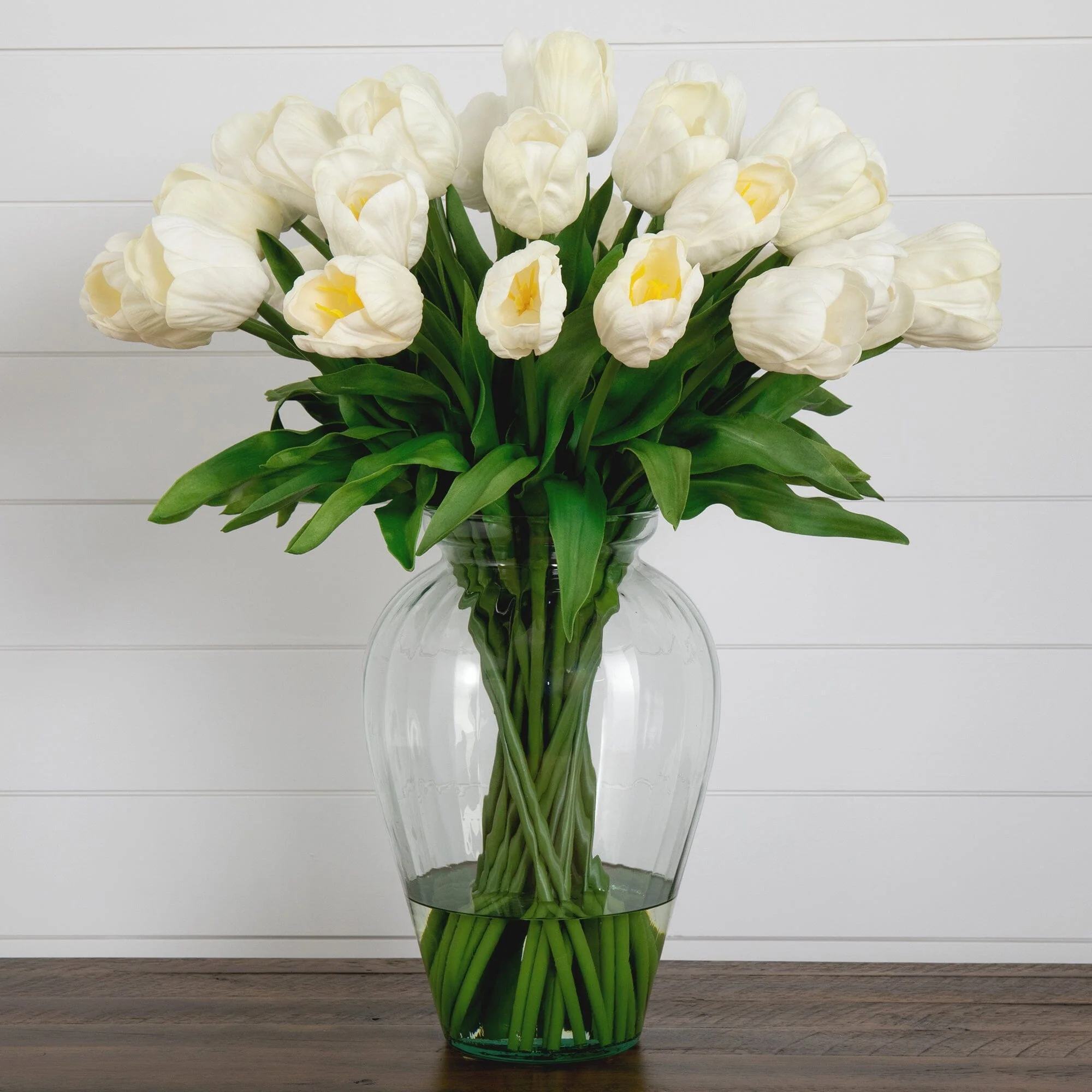 Signature Collection 24” Tulip Artificial Arrangement in Glass Vase - Image 10