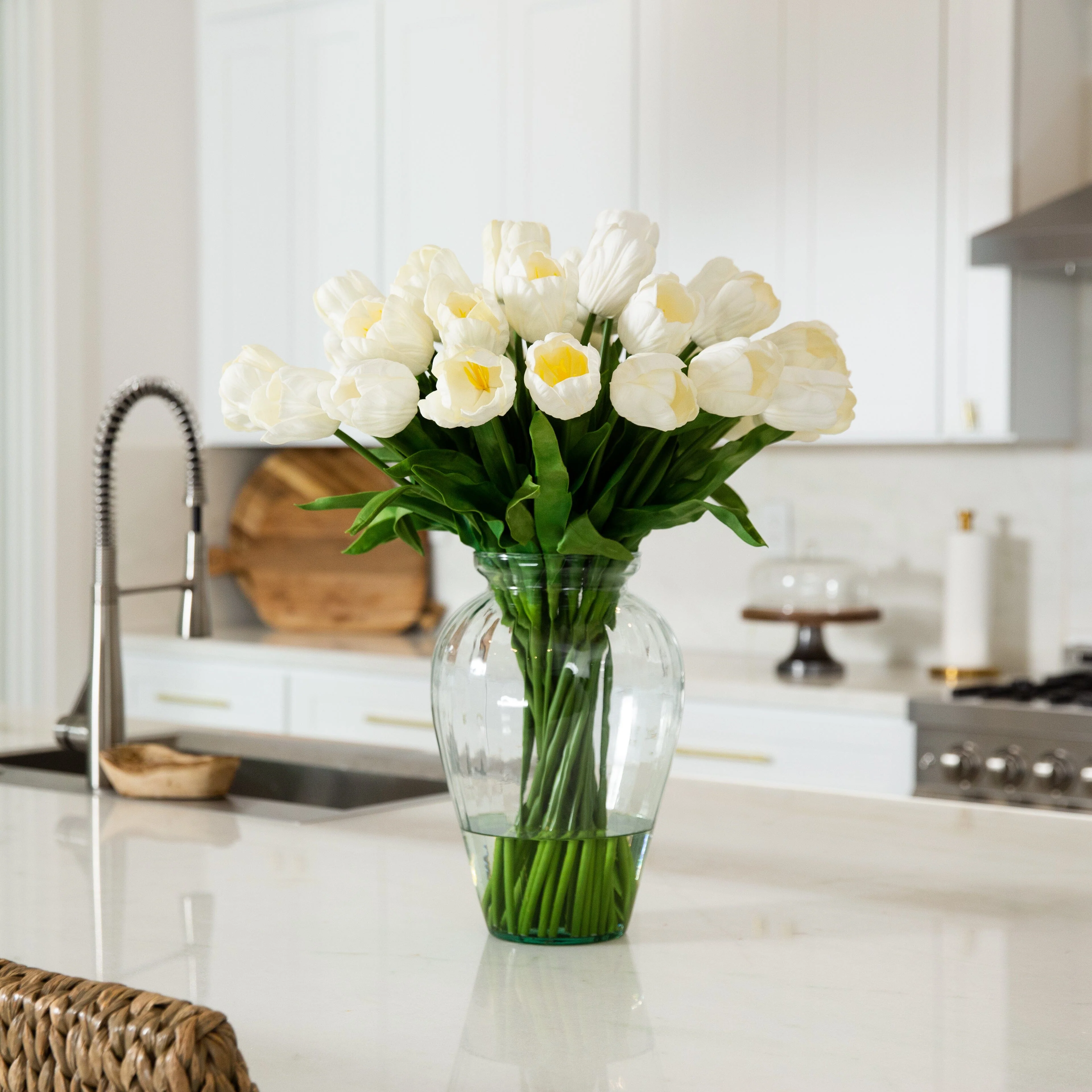 Signature Collection 24” Tulip Artificial Arrangement in Glass Vase - Image 12