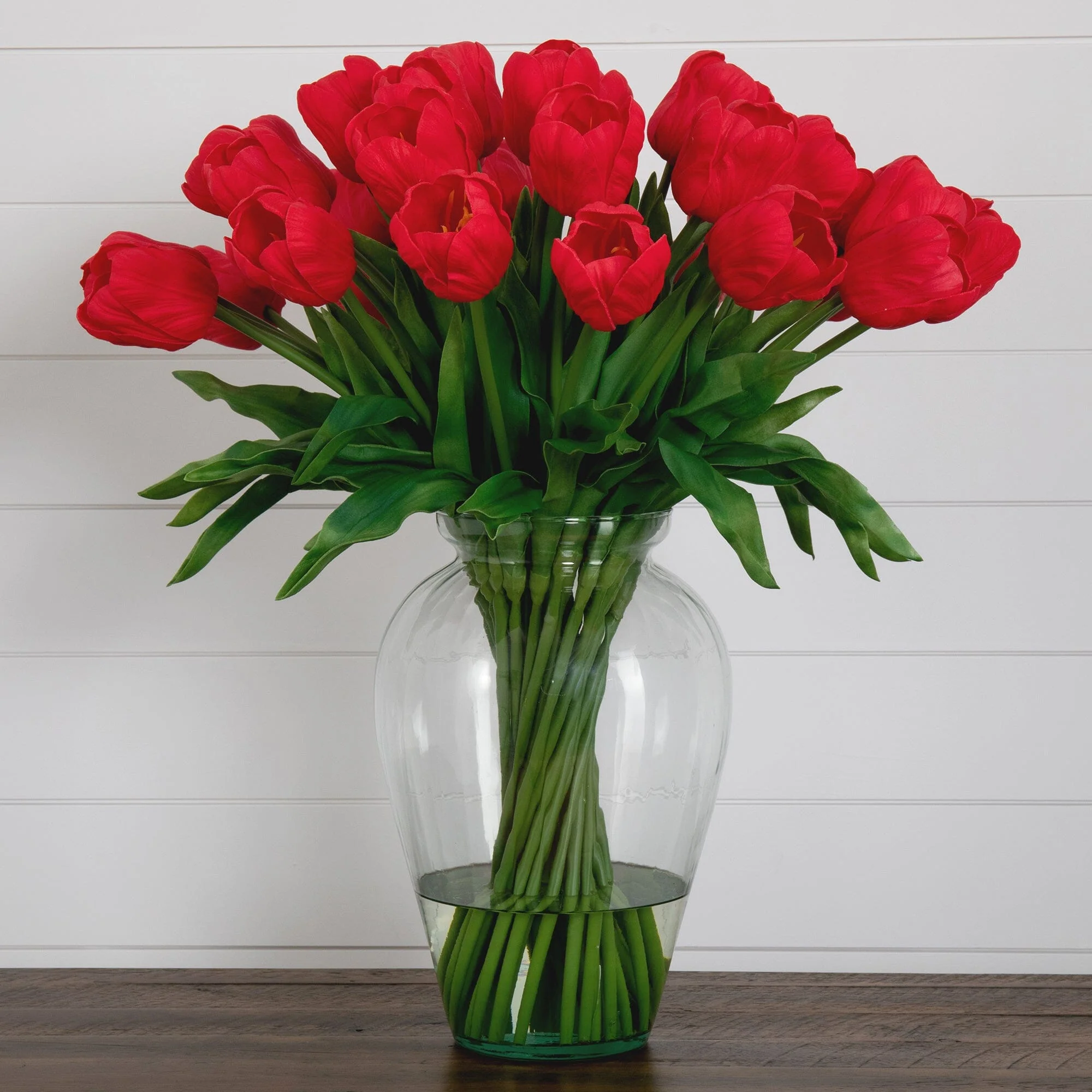 Signature Collection 24” Tulip Artificial Arrangement in Glass Vase - Image 13