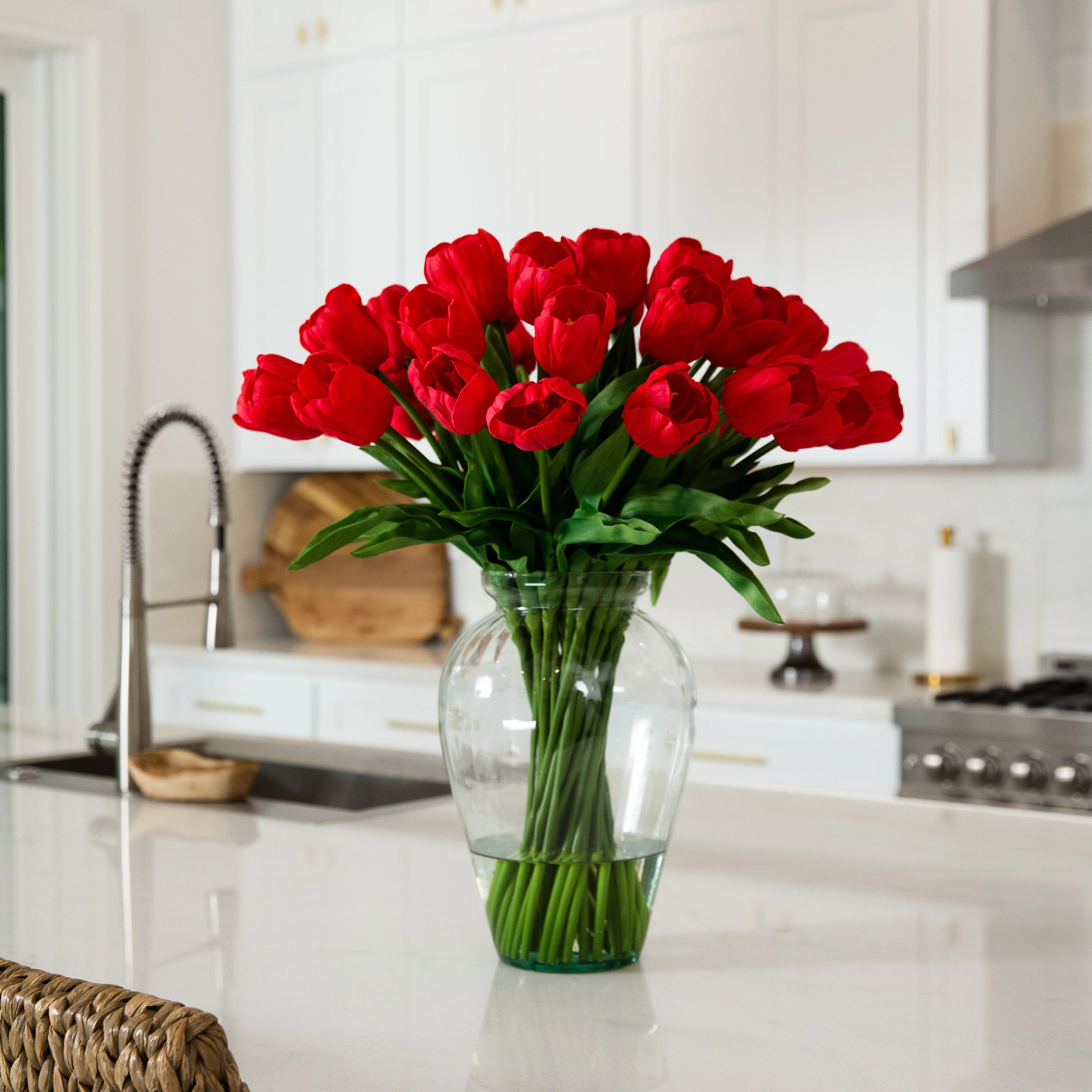 Signature Collection 24” Tulip Artificial Arrangement in Glass Vase - Image 15