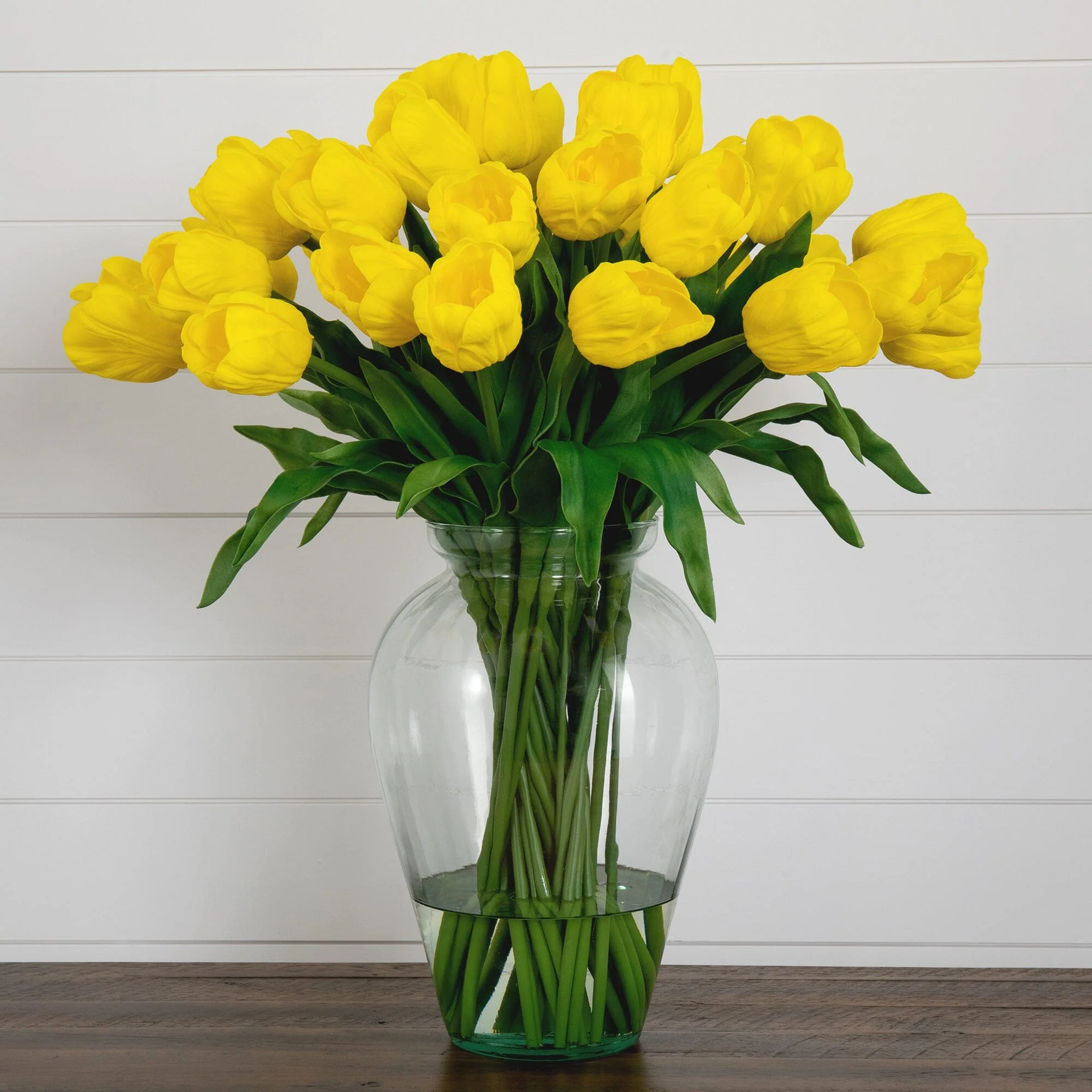 Signature Collection 24” Tulip Artificial Arrangement in Glass Vase - Image 6