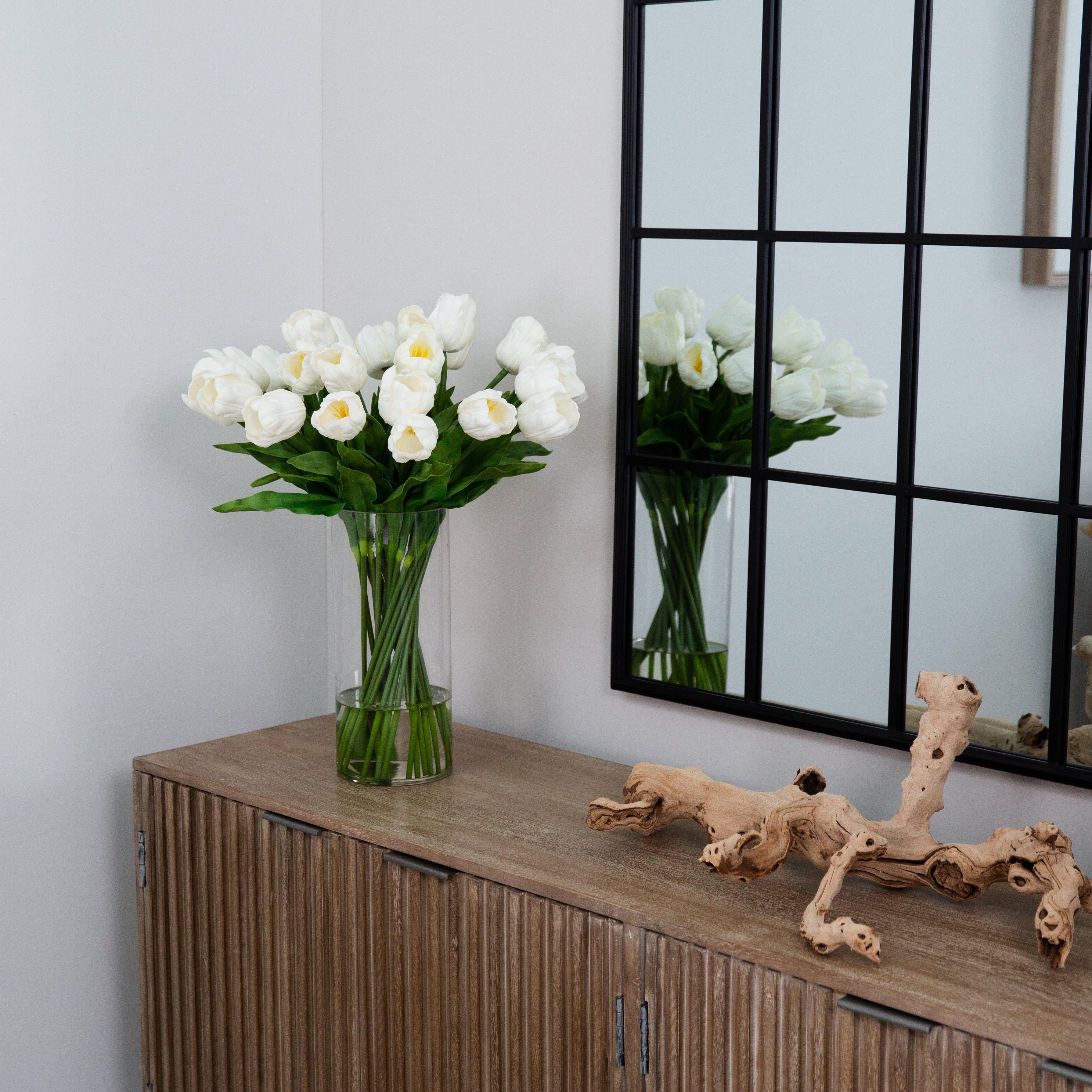 Signature Collection 26” Giant Tulip Artificial Arrangement in Glass Vase - Image 5