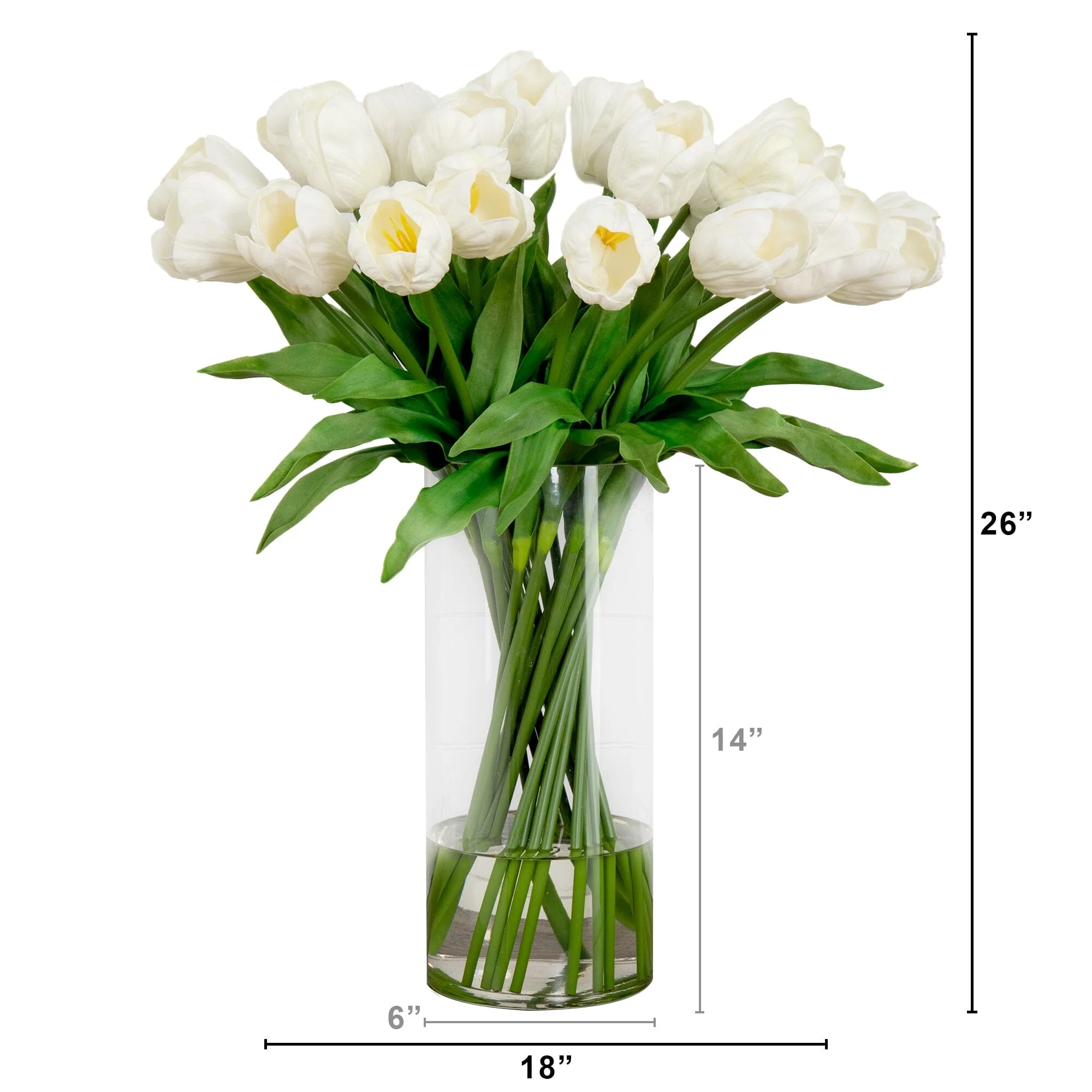 Signature Collection 26” Giant Tulip Artificial Arrangement in Glass Vase - Image 6