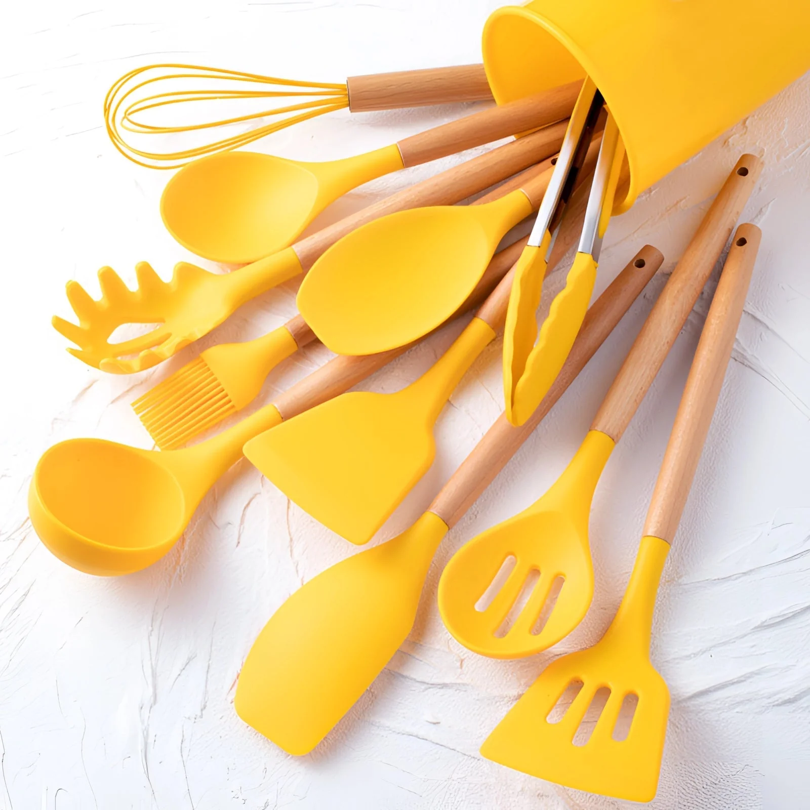 Silicone Kitchen Utensil Set with Bamboo Handles 12 Piece Set - Image 12