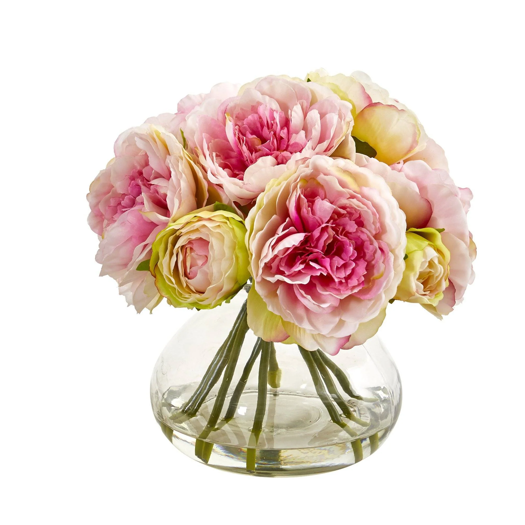 Silk Peony Artificial Arrangement in Vase - Image 3