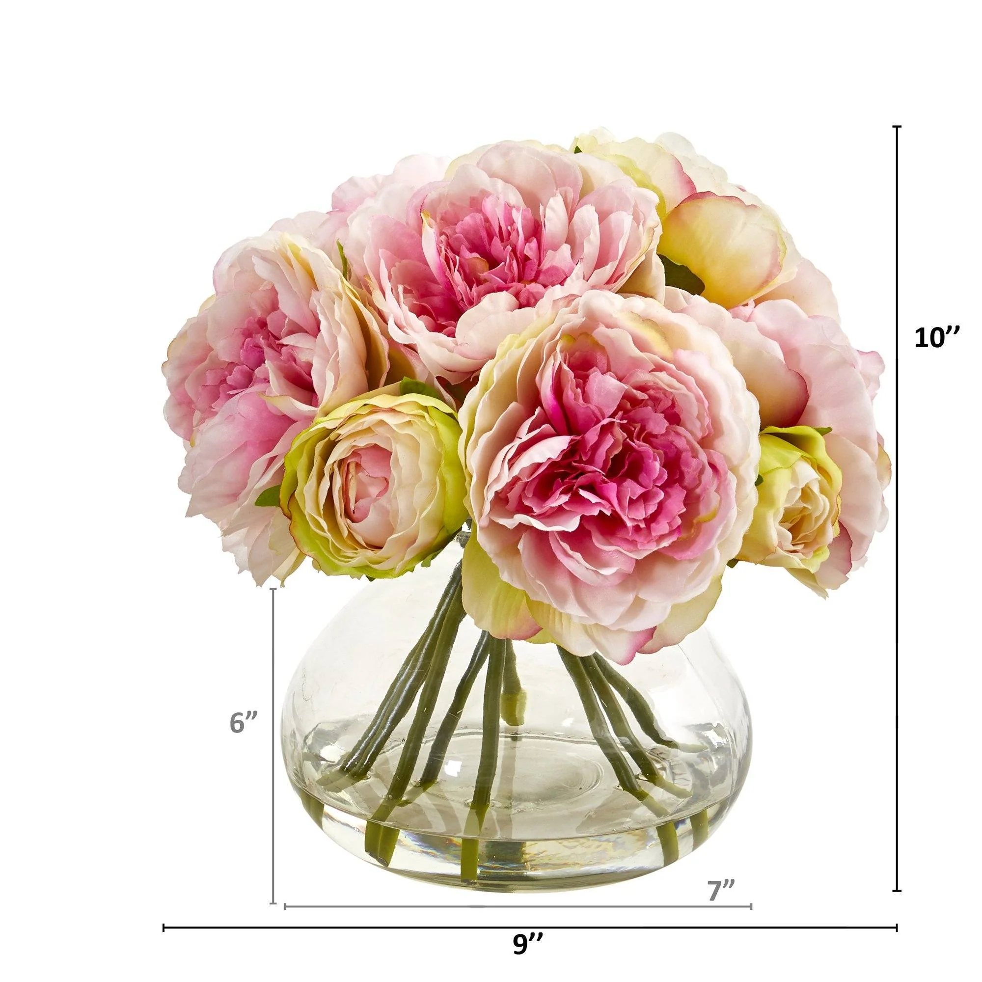 Silk Peony Artificial Arrangement in Vase - Image 4