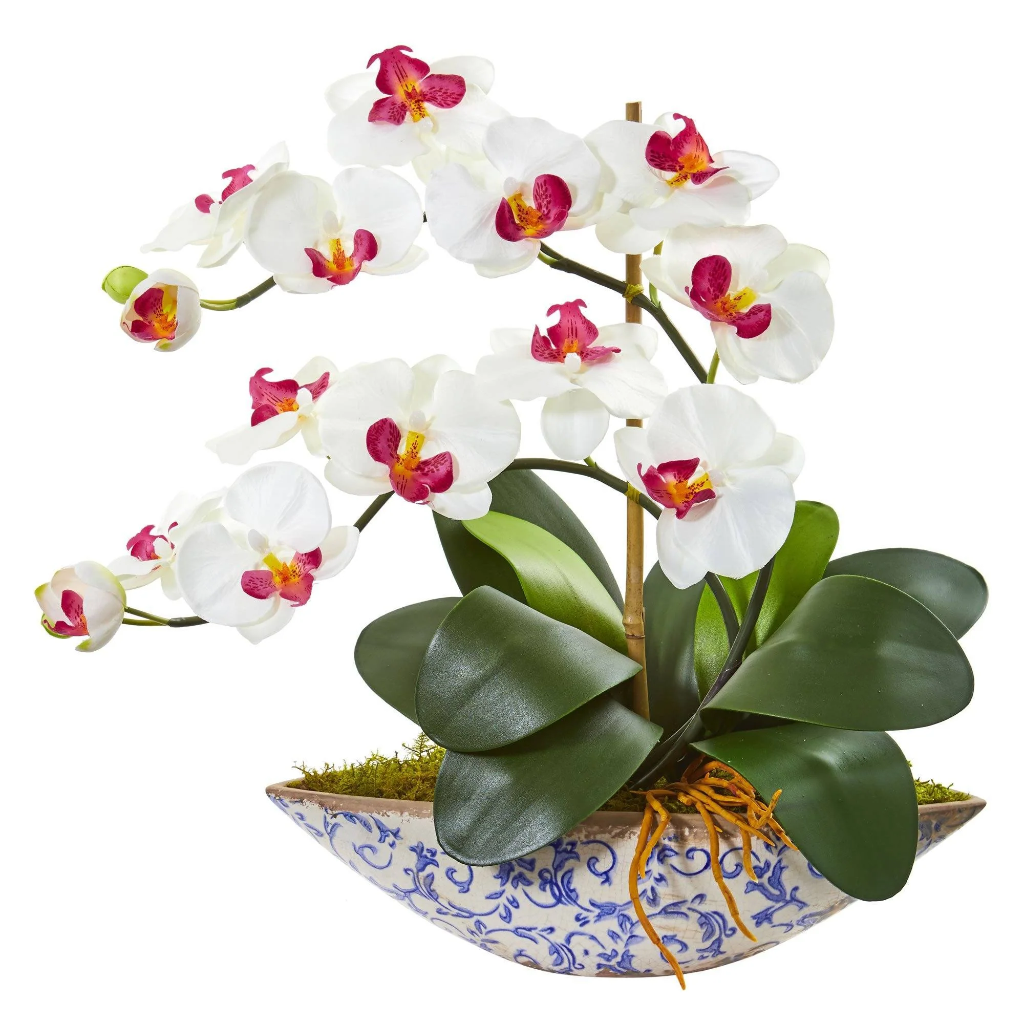 Silk Phalaenopsis Orchid Artificial Arrangement in Vase - Image 4
