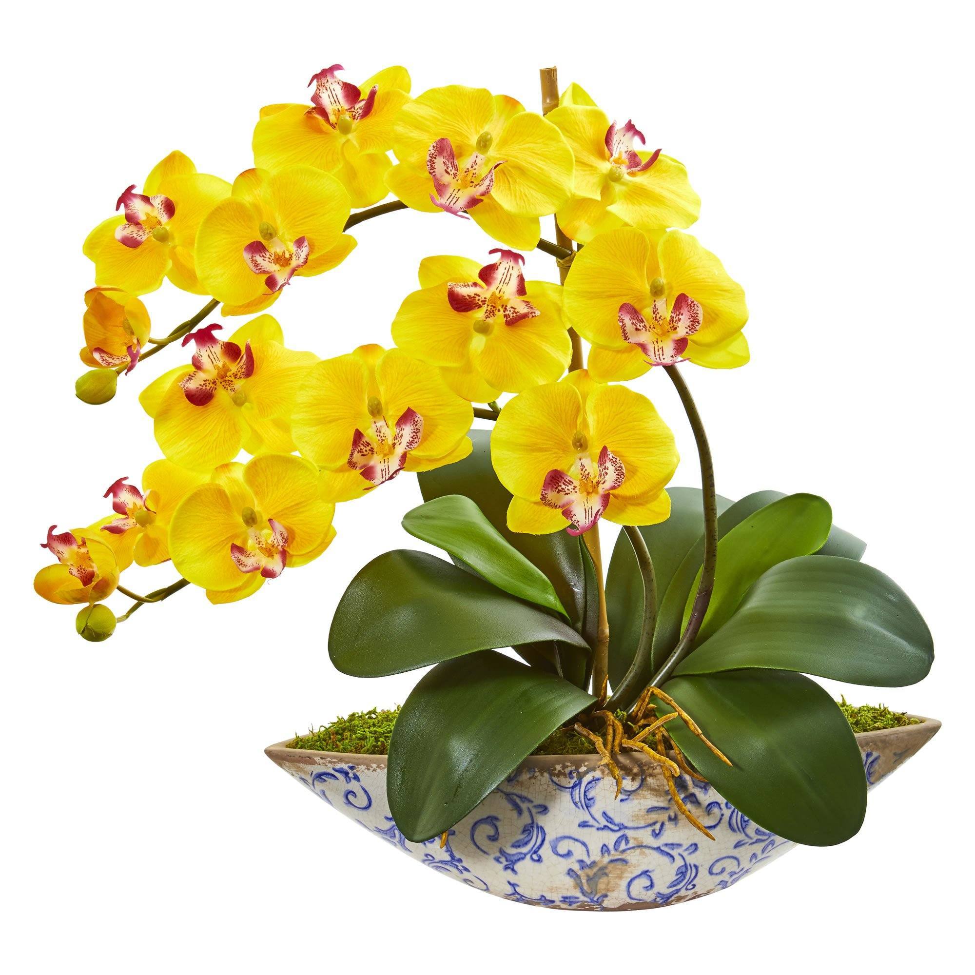 Silk Phalaenopsis Orchid Artificial Arrangement in Vase - Image 5