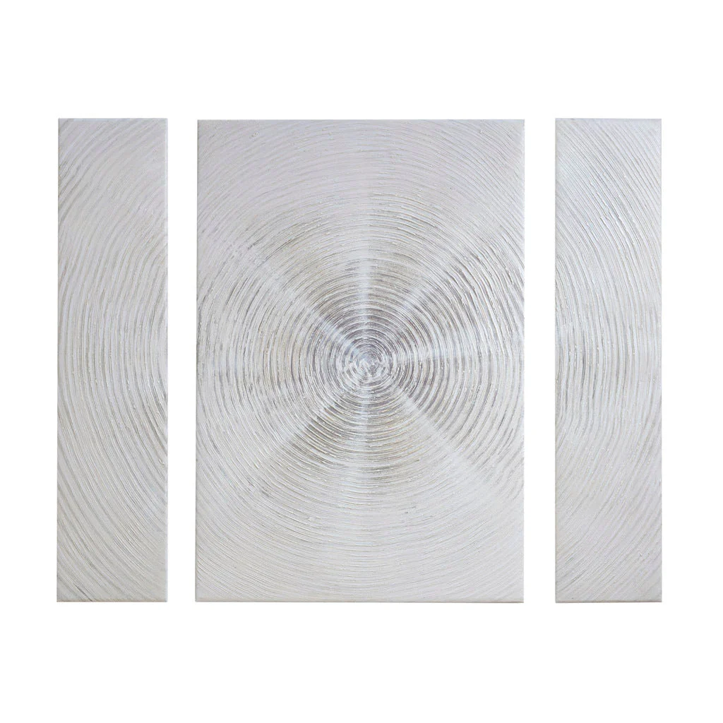 Silver Sand Spiral™ — Hand-Embellished Abstract 3-Piece Canvas Triptych - Image 5