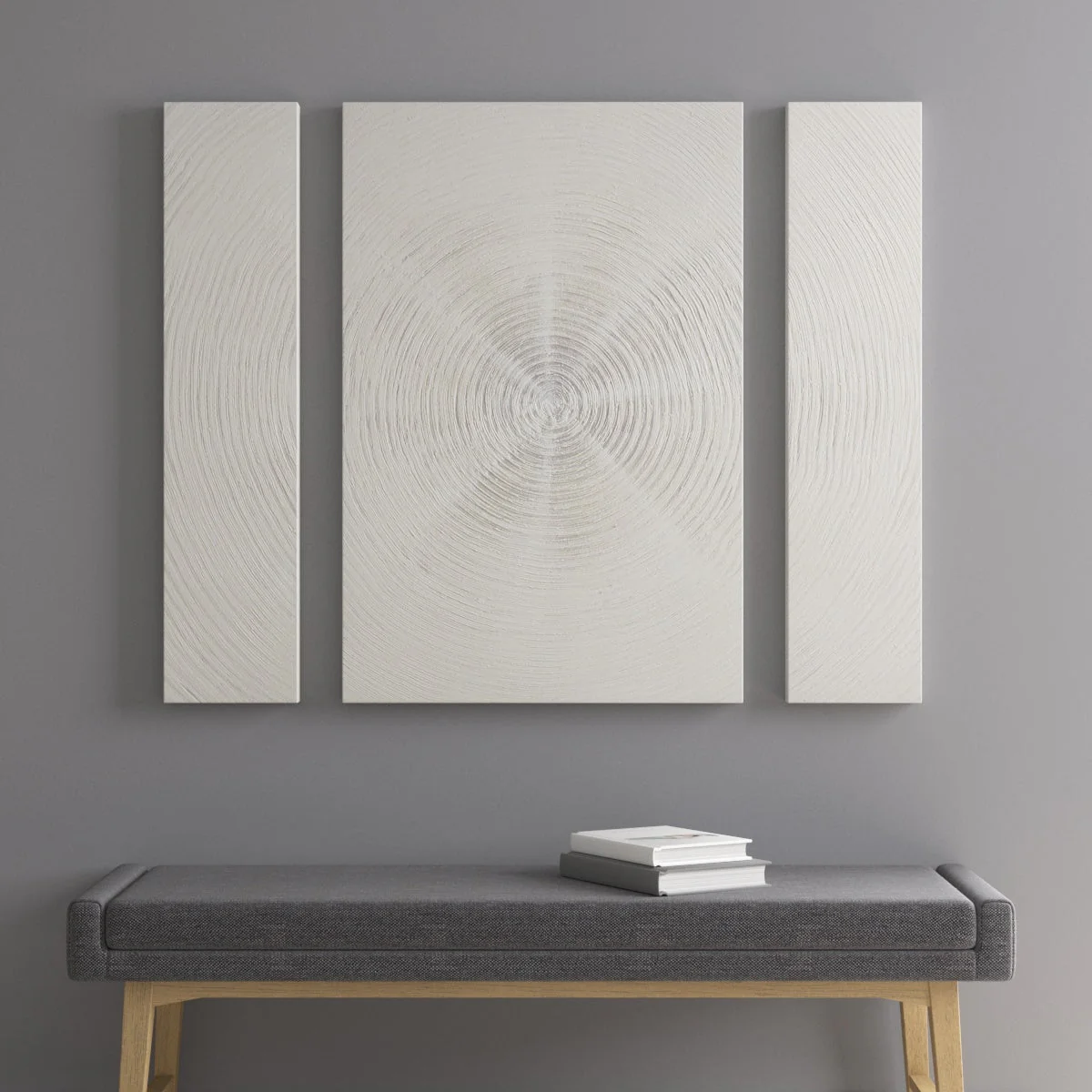 Silver Sand Spiral™ — Hand-Embellished Abstract 3-Piece Canvas Triptych - Image 6