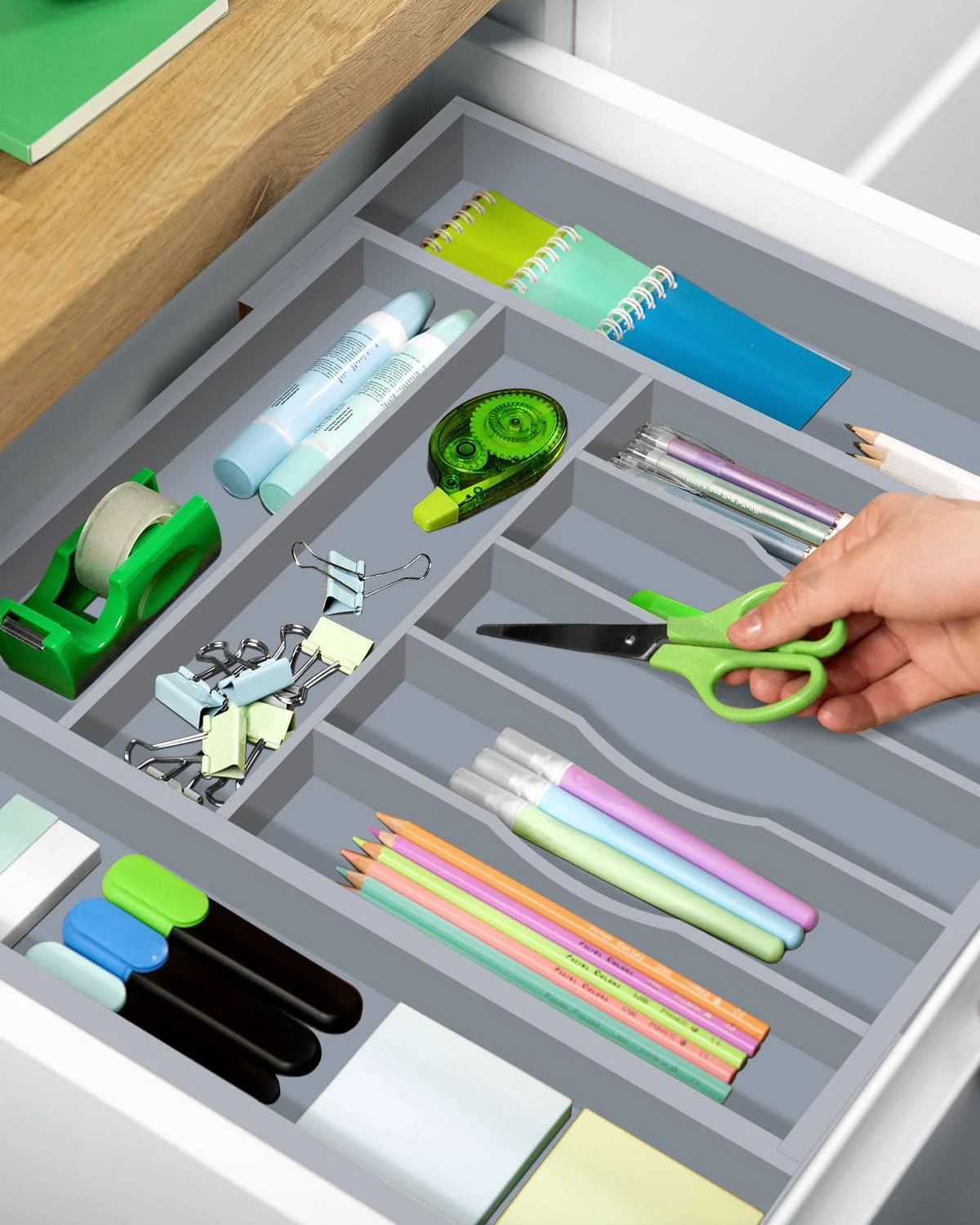 Silverware Drawer Organizer, Gray (9 Slots) - Image 8