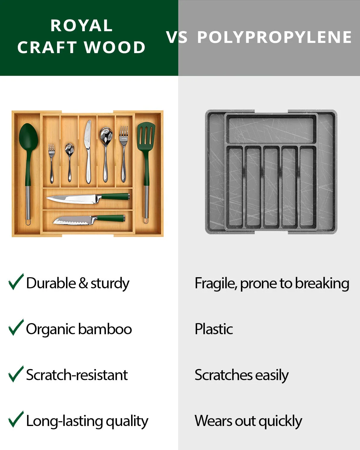 Silverware Drawer Organizer, Natural (9 Slots) - Image 4