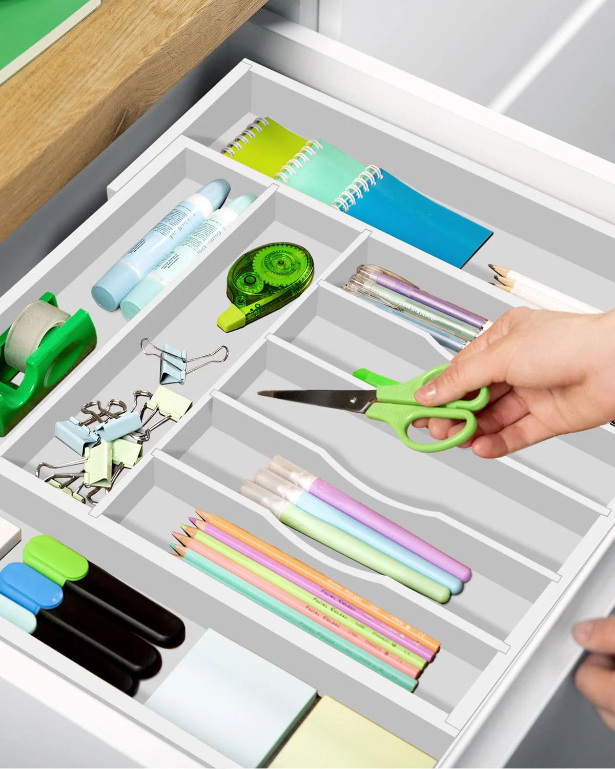 Silverware Drawer Organizer, White (9 Slots) - Image 5