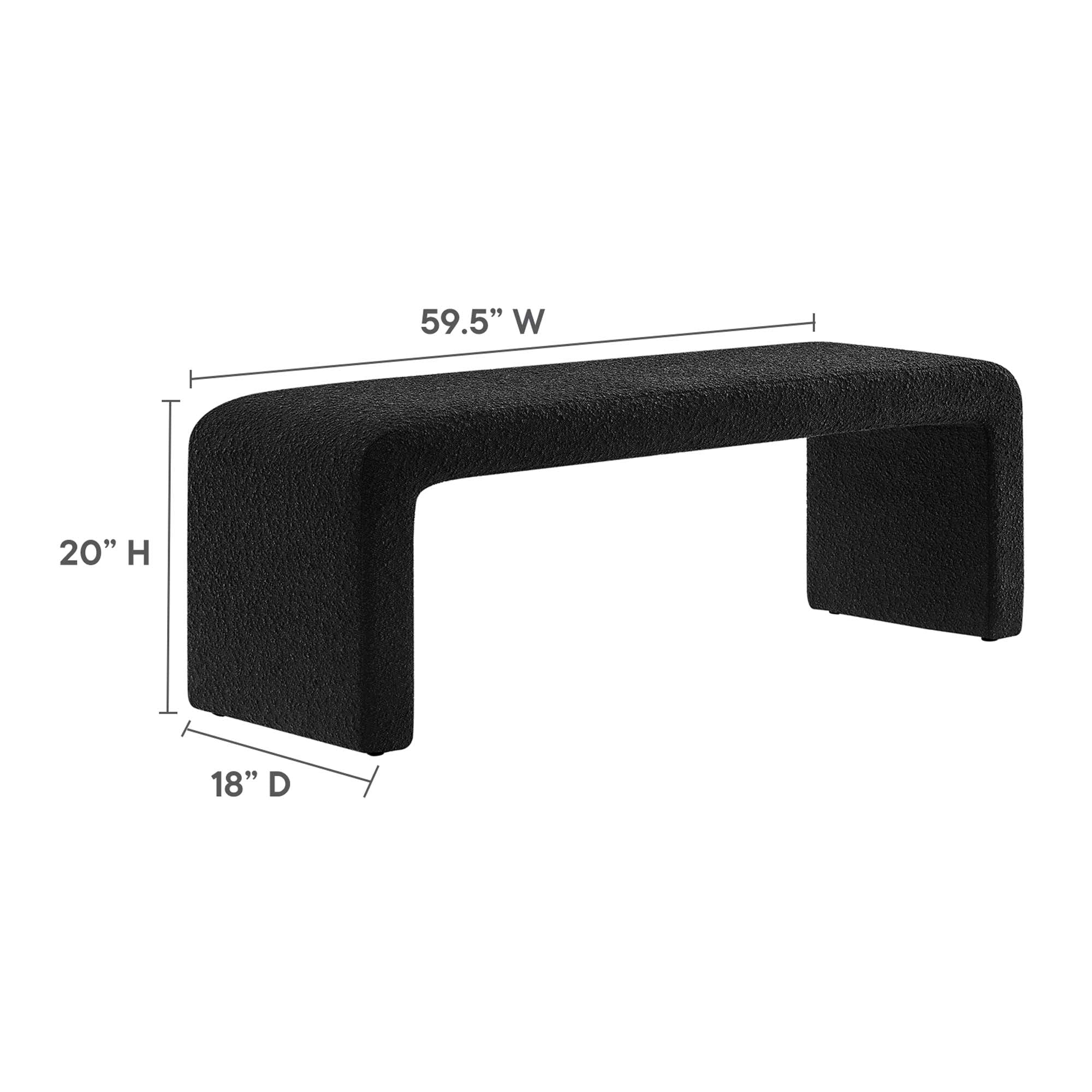 Simba Boucle Fabric Waterfall Long Bench by Modway - Image 12