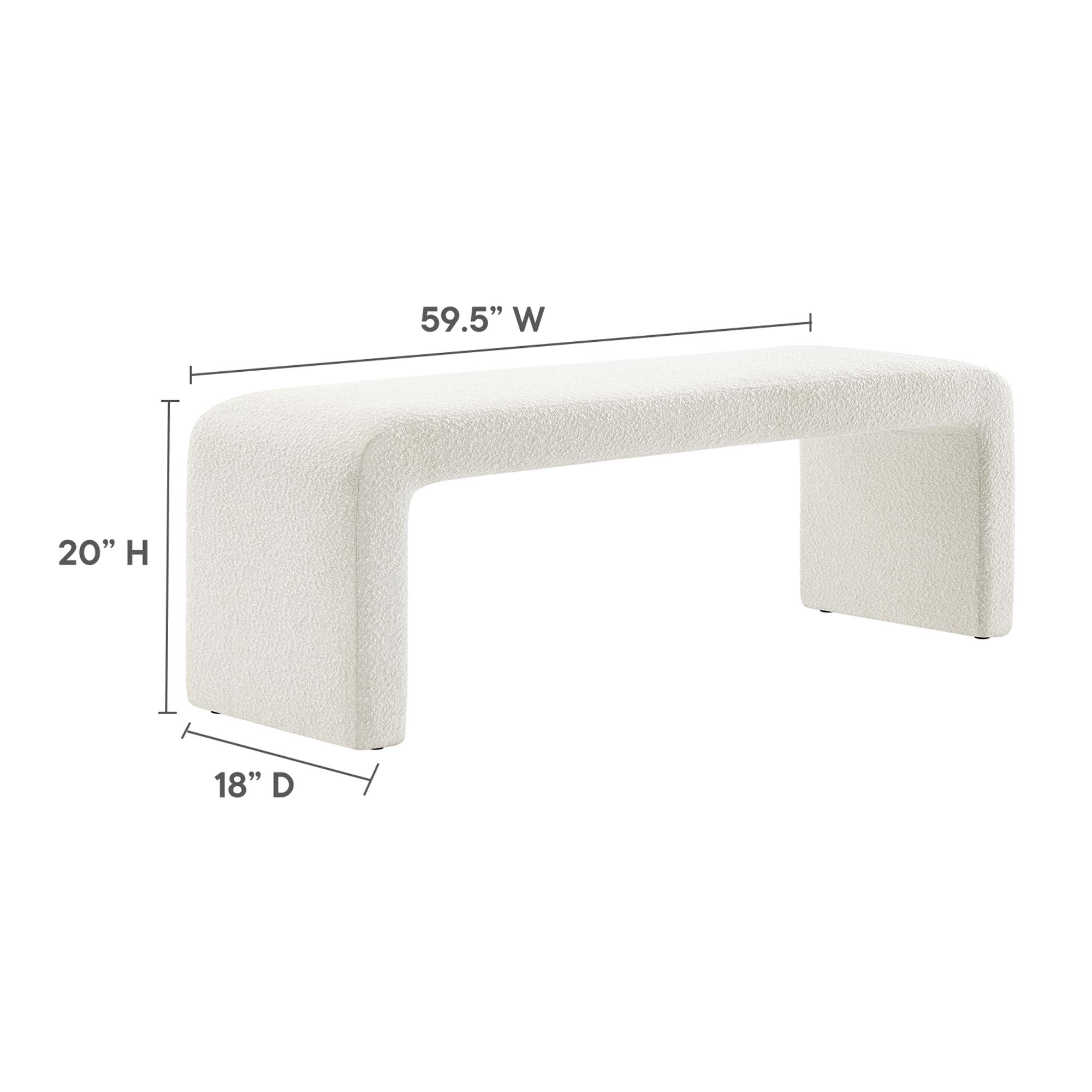 Simba Boucle Fabric Waterfall Long Bench by Modway - Image 3