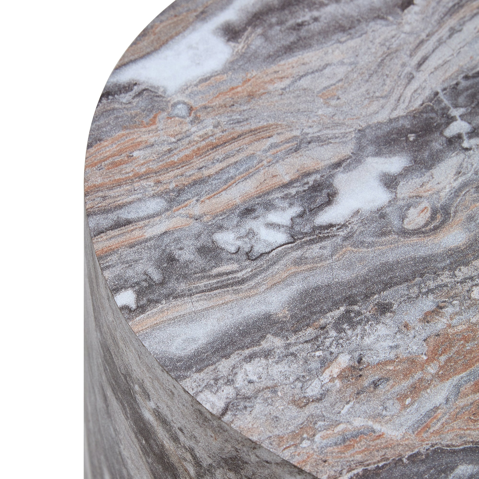 Simple Grey Marble Textured Cylindrical Coffee Table - Image 7