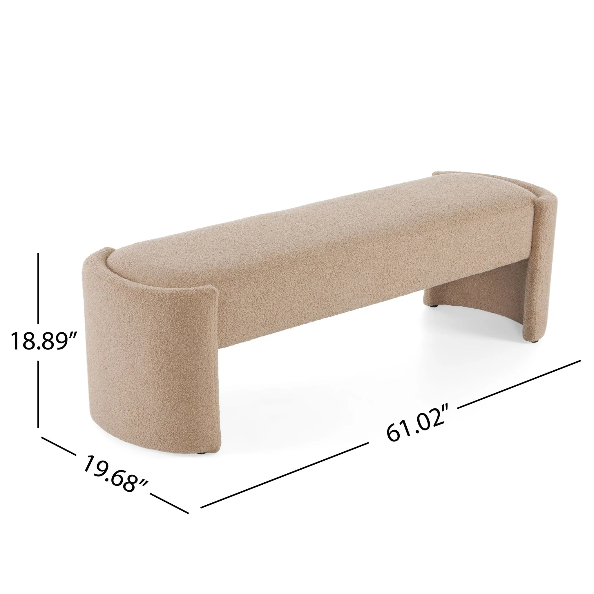 Simple Long Ottoman Bench - Light Camel - Image 2